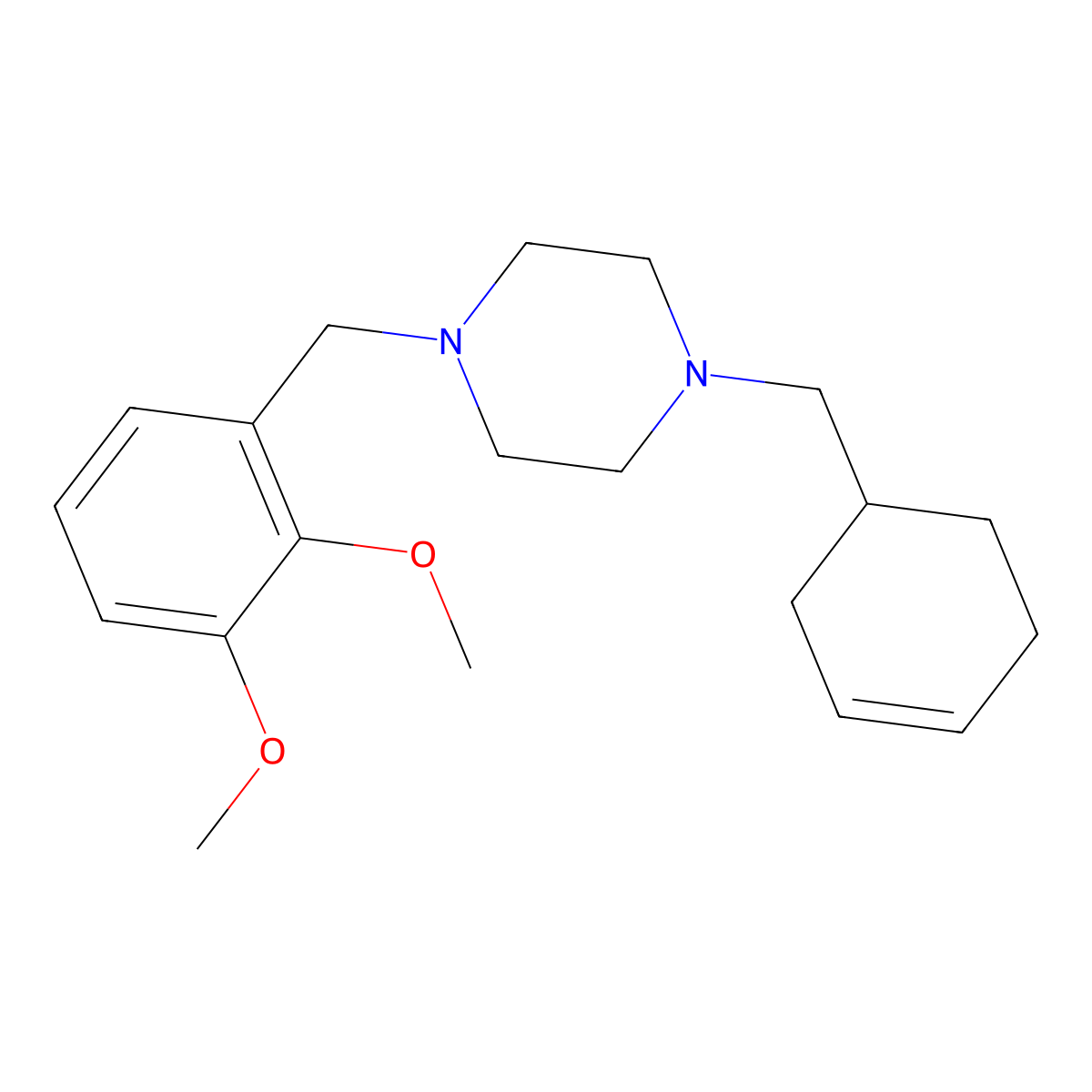1-(Cyclohex-3-en-1-ylmethyl)-4-(2,3-dimethoxybenzyl)piperazine molecular structure, CAS 423752-55-0