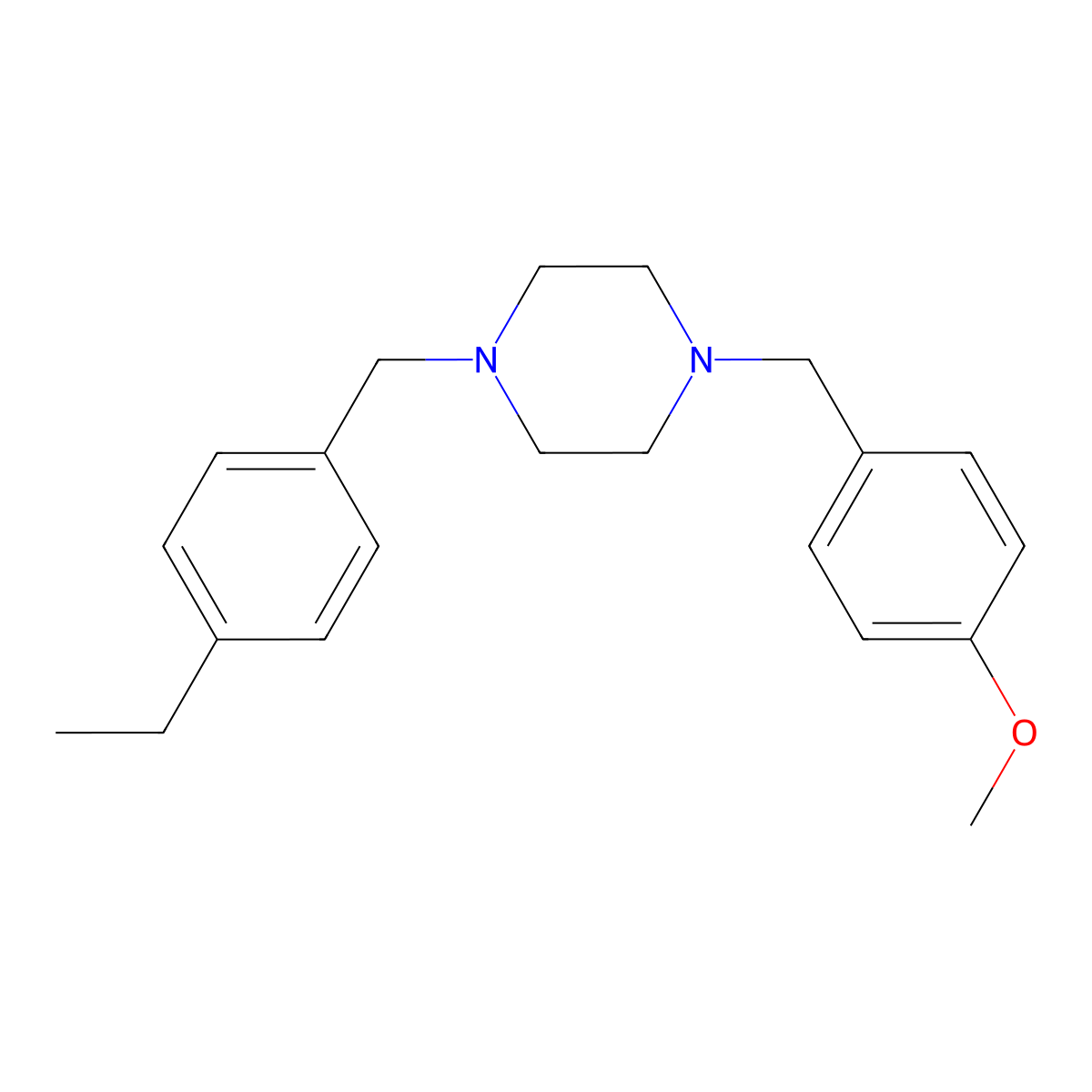 1-[(4-Ethylphenyl)methyl]-4-[(4-methoxyphenyl)methyl]piperazine molecular structure, CAS 423752-57-2