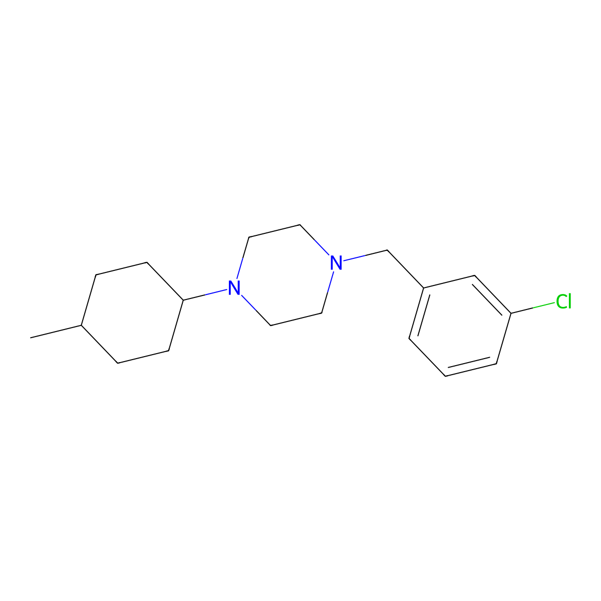 1-[(3-Chlorophenyl)methyl]-4-(4-methylcyclohexyl)piperazine molecular structure, CAS 423752-59-4