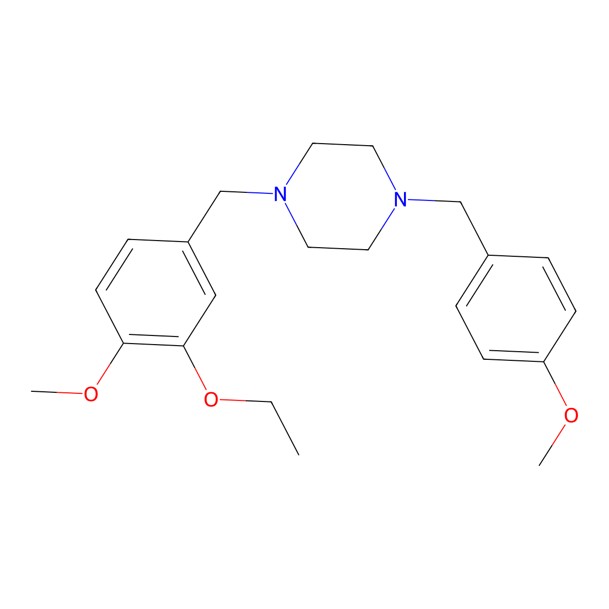 1-(3-Ethoxy-4-methoxybenzyl)-4-(4-methoxybenzyl)piperazine molecular structure, CAS 423752-68-5