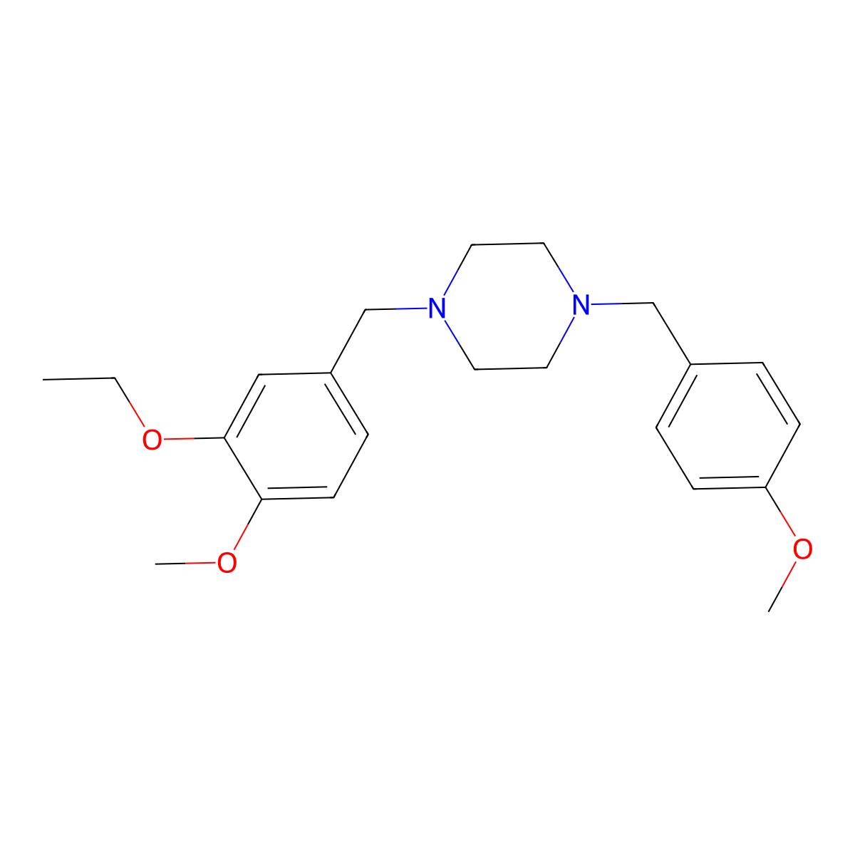 1-(3-Ethoxy-4-methoxybenzyl)-4-(4-methoxybenzyl)piperazine molecular structure, CAS 423752-68-5
