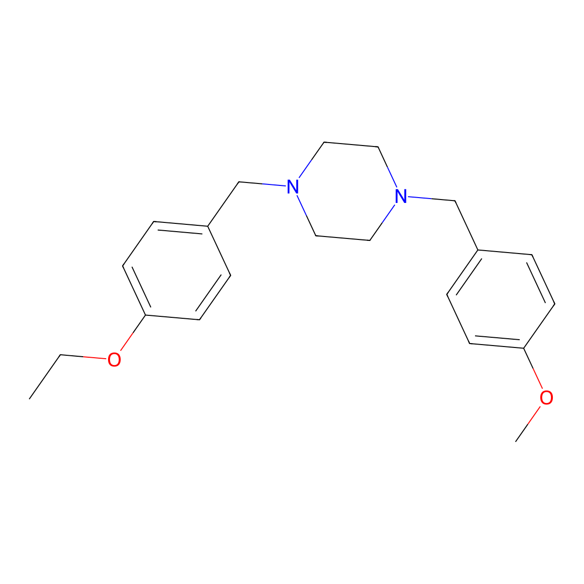 1-[(4-Ethoxyphenyl)methyl]-4-[(4-methoxyphenyl)methyl]piperazine molecular structure, CAS 423752-86-7