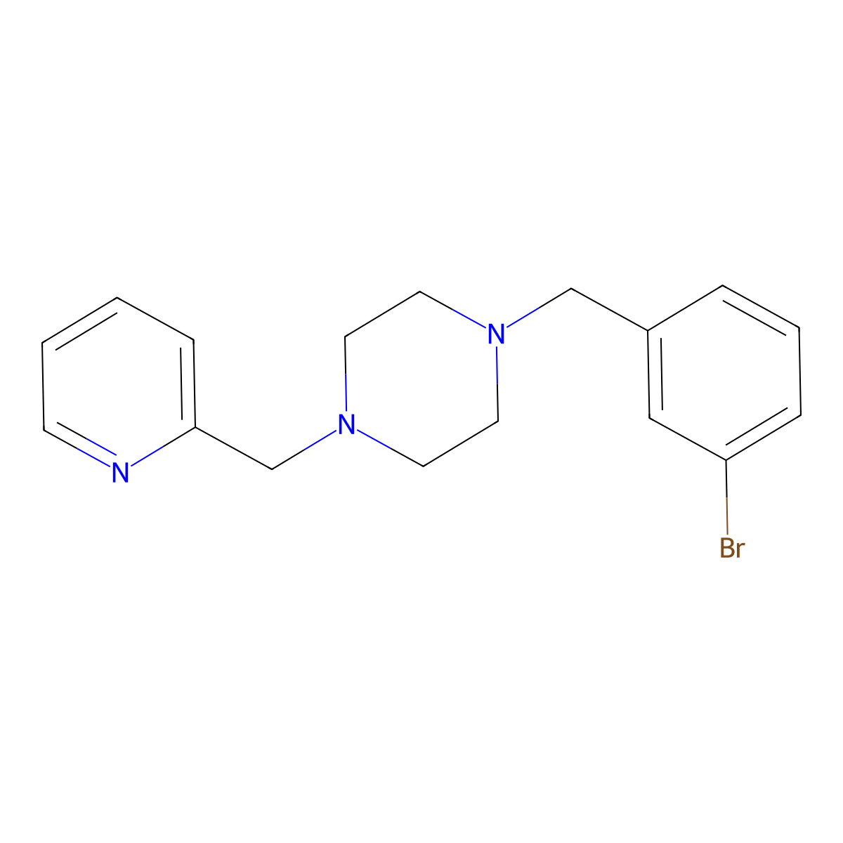 1-(3-Bromobenzyl)-4-(pyridin-2-ylmethyl)piperazine molecular structure, CAS 423752-89-0