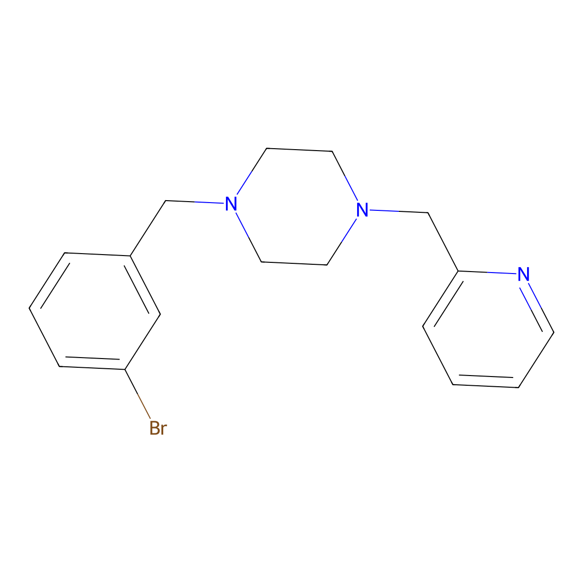 1-(3-Bromobenzyl)-4-(pyridin-2-ylmethyl)piperazine molecular structure, CAS 423752-89-0
