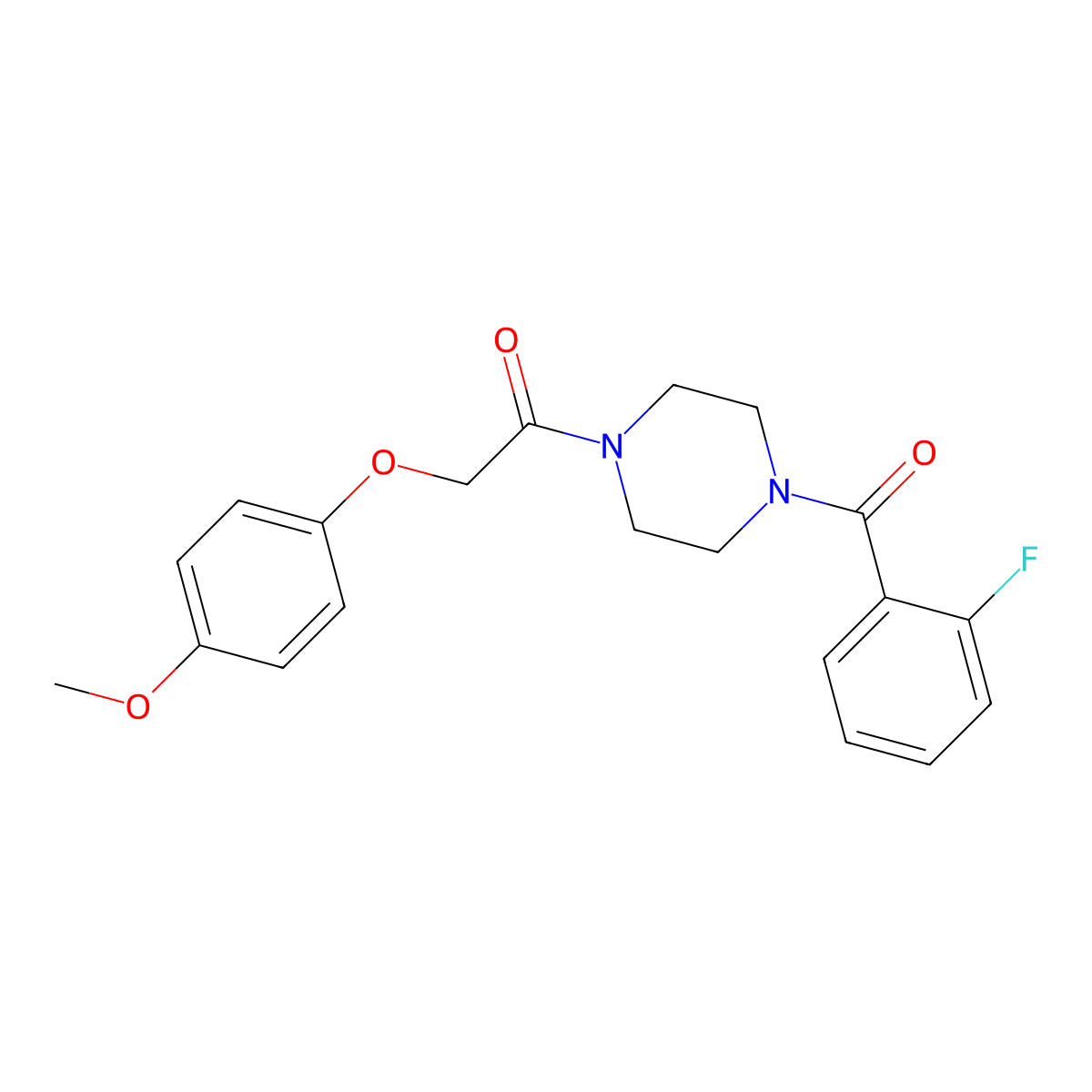 1-[4-(2-Fluorobenzoyl)piperazin-1-yl]-2-(4-methoxyphenoxy)ethanone molecular structure, CAS 423752-95-8