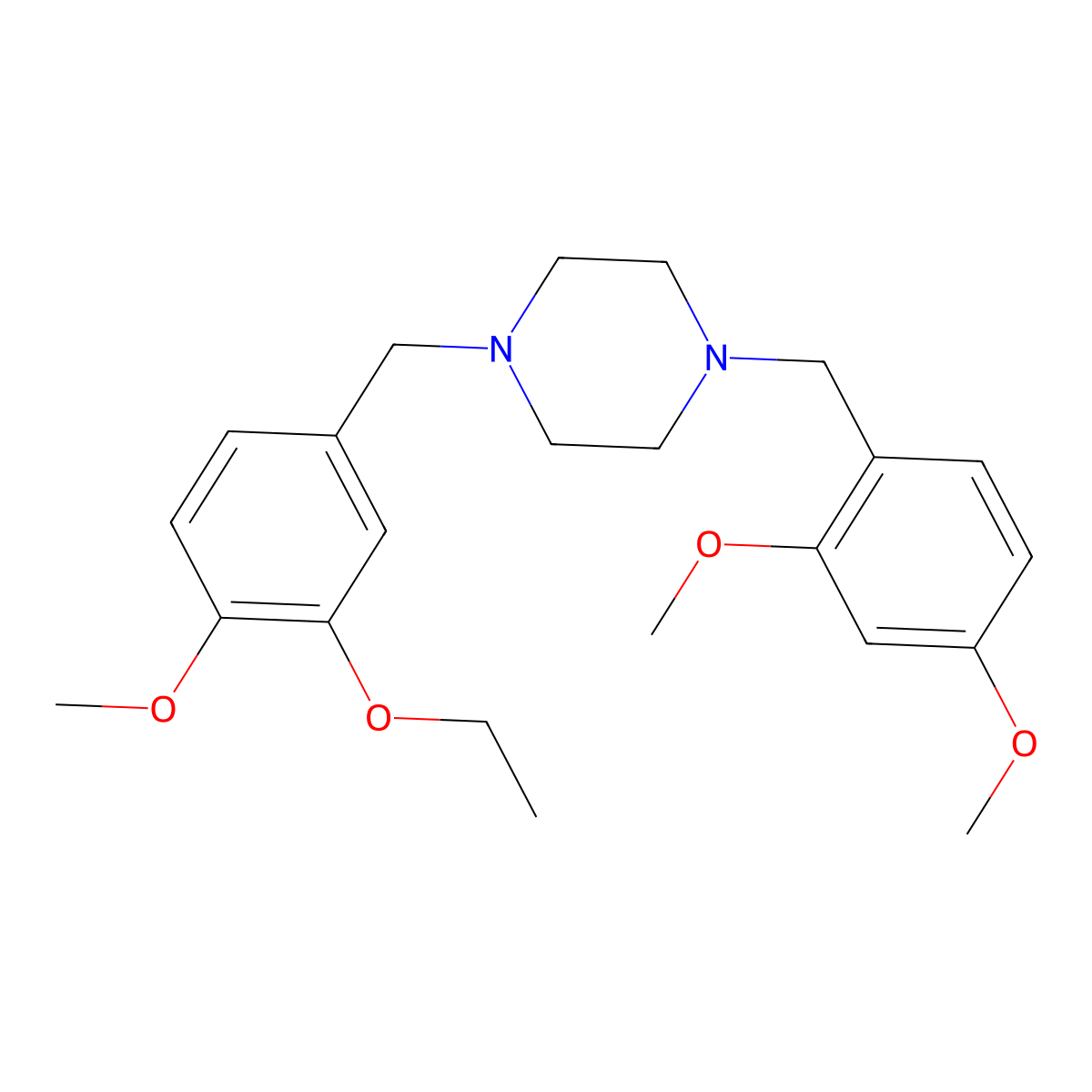 1-(2,4-Dimethoxybenzyl)-4-(3-ethoxy-4-methoxybenzyl)piperazine molecular structure, CAS 423752-96-9