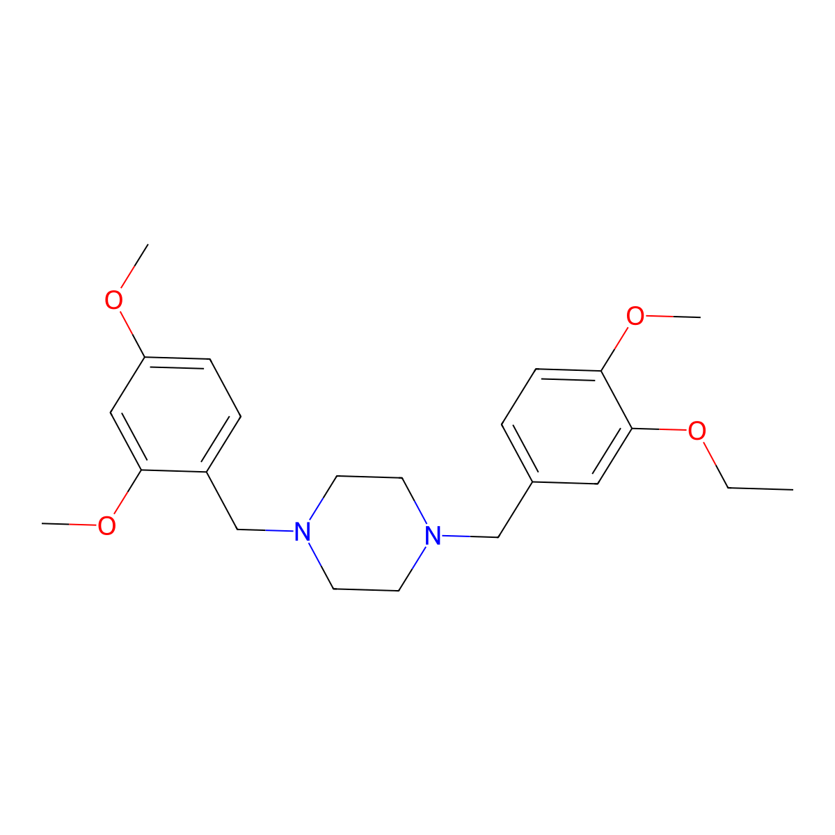 1-(2,4-Dimethoxybenzyl)-4-(3-ethoxy-4-methoxybenzyl)piperazine molecular structure, CAS 423752-96-9