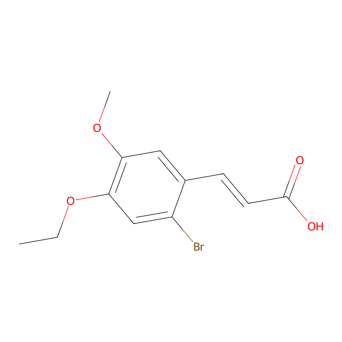 (2E)-3-(2-Bromo-4-ethoxy-5-methoxyphenyl)acrylic acid molecular structure, CAS 423753-00-8