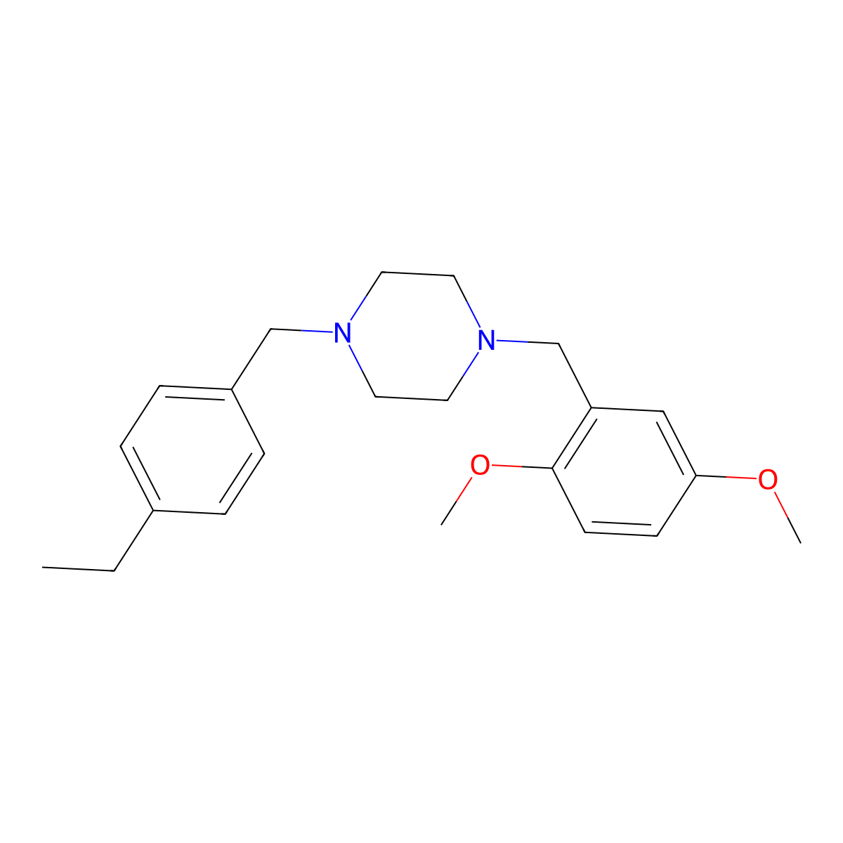 1-[(2,5-Dimethoxyphenyl)methyl]-4-[(4-ethylphenyl)methyl]piperazine molecular structure, CAS 423753-02-0