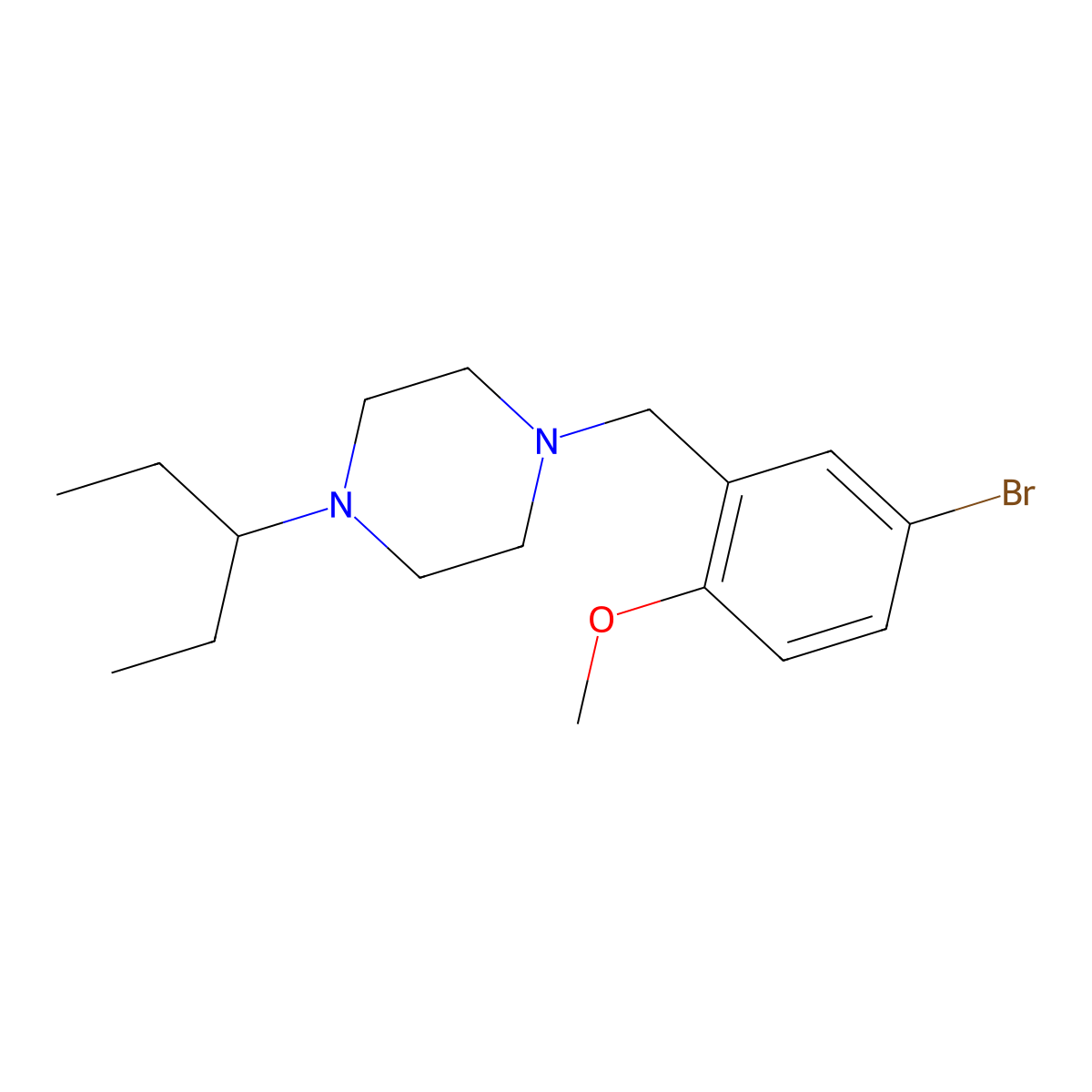 1-[(5-Bromo-2-methoxyphenyl)methyl]-4-pentan-3-ylpiperazine molecular structure, CAS 423753-04-2