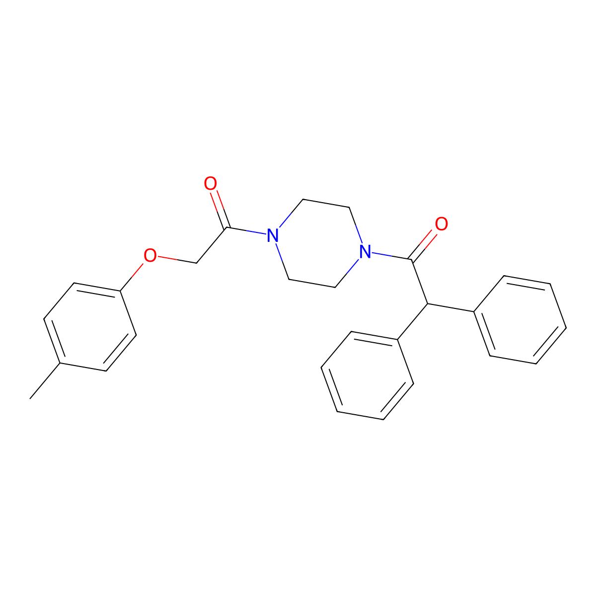1-[4-[2-(4-Methylphenoxy)acetyl]piperazin-1-yl]-2,2-diphenylethanone molecular structure, CAS 423753-17-7