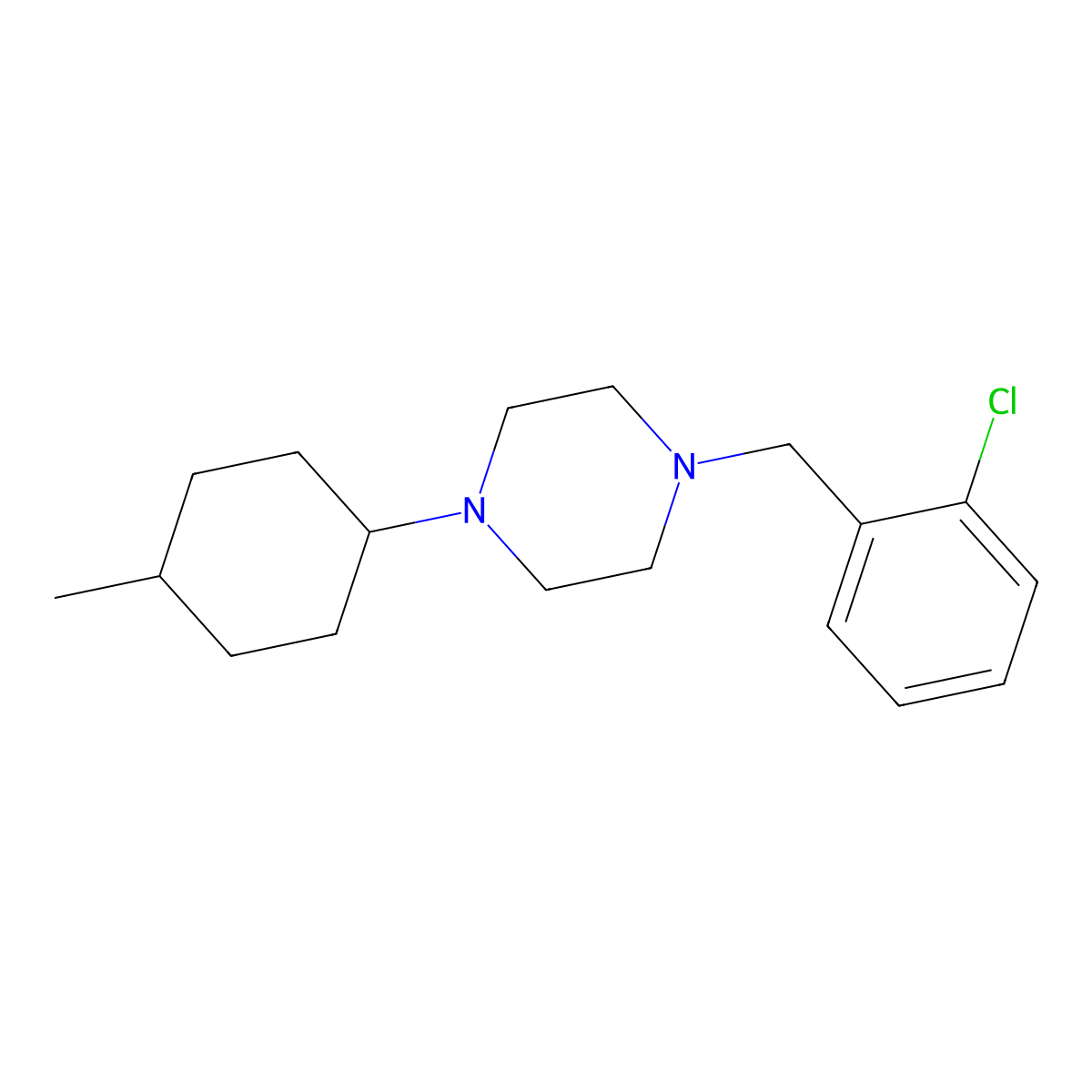 1-[(2-Chlorophenyl)methyl]-4-(4-methylcyclohexyl)piperazine molecular structure, CAS 423753-24-6