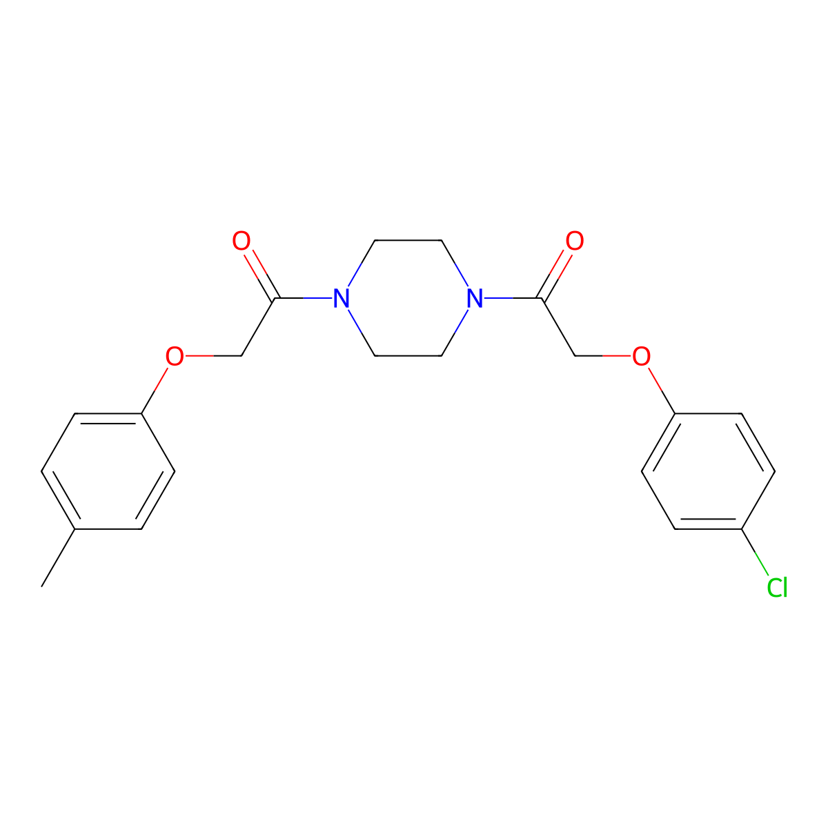 1-[4-[2-(4-Chlorophenoxy)acetyl]piperazin-1-yl]-2-(4-methylphenoxy)ethanone molecular structure, CAS 423753-25-7