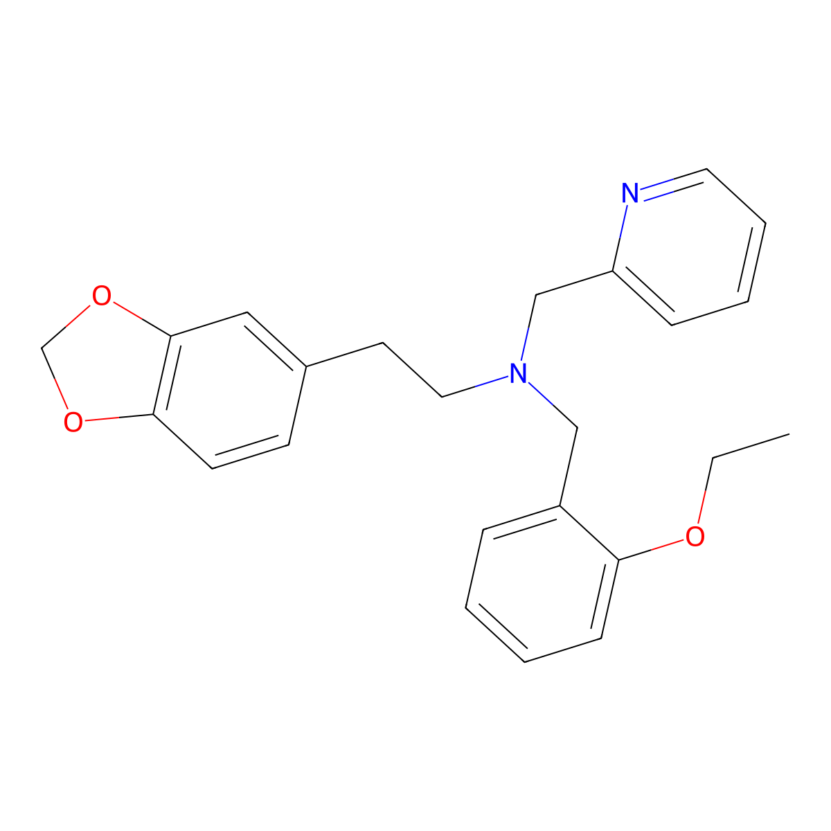 2-(1,3-benzodioxol-5-yl)-N-[(2-ethoxyphenyl)methyl]-N-(2-pyridinylmethyl)ethanamine molecular structure, CAS 423753-28-0