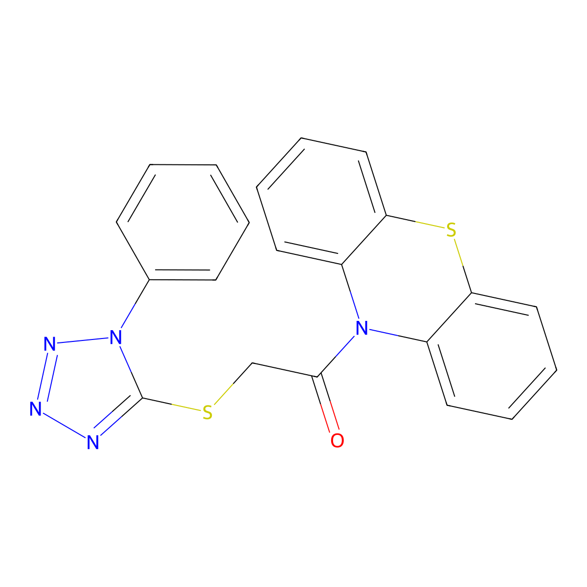 1-Phenothiazin-10-yl-2-(1-phenyltetrazol-5-yl)sulfanylethanone molecular structure, CAS 423753-32-6