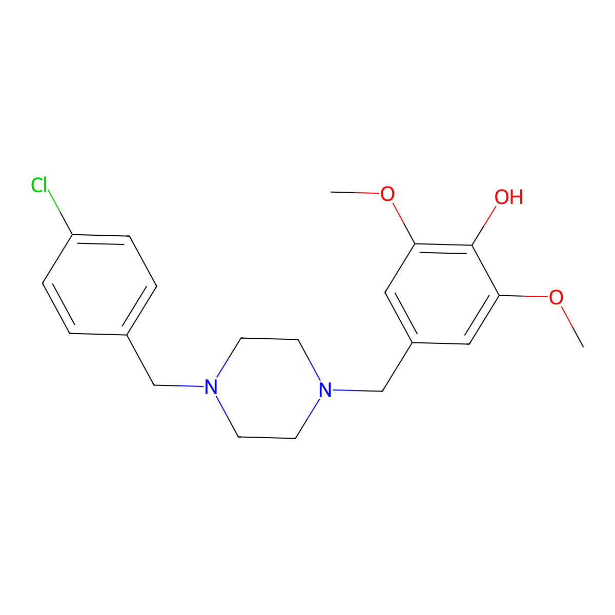 4-{[4-(4-Chlorobenzyl)piperazin-1-yl]methyl}-2,6-dimethoxyphenol molecular structure, CAS 423753-38-2