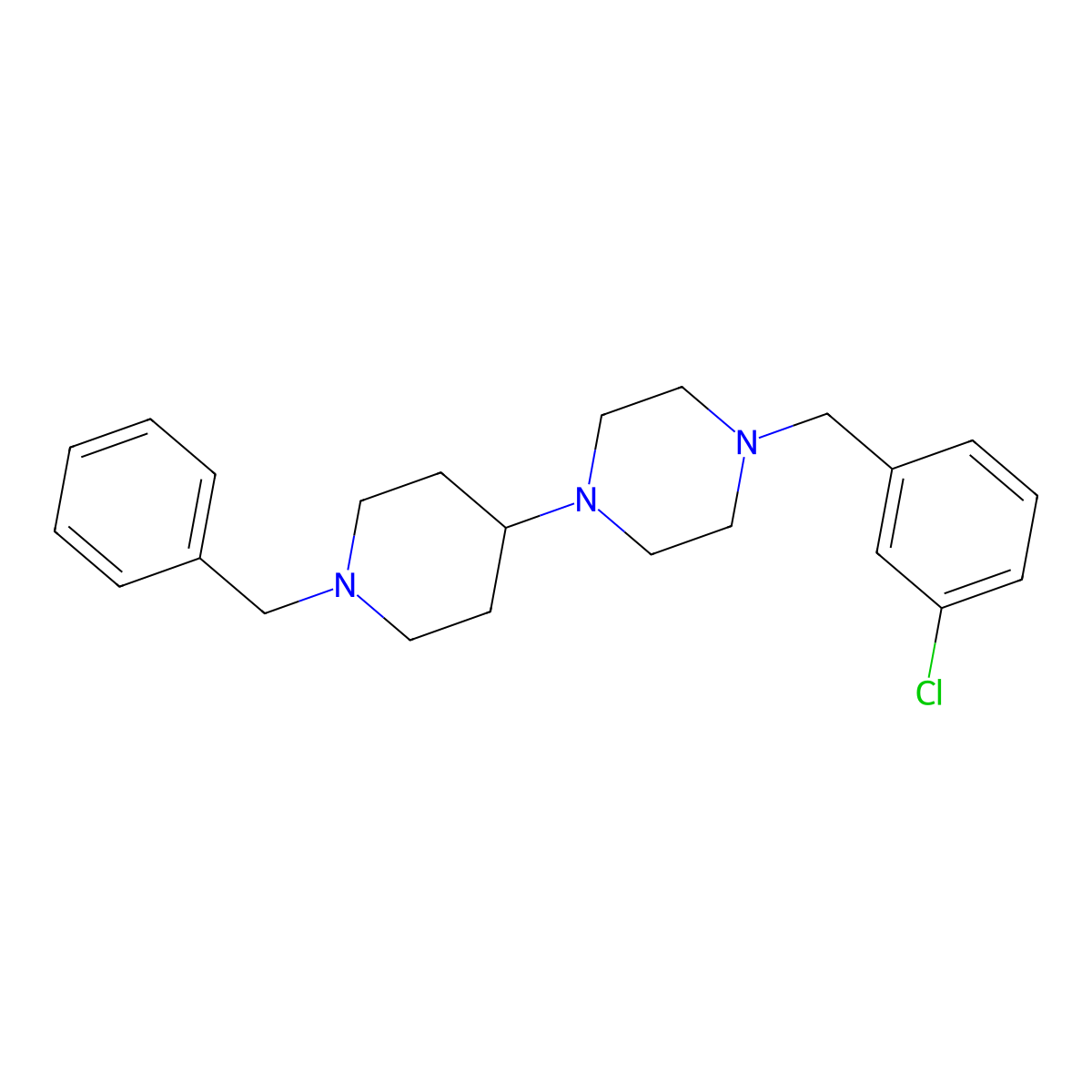 1-(1-Benzylpiperidin-4-yl)-4-[(3-chlorophenyl)methyl]piperazine molecular structure, CAS 423753-41-7