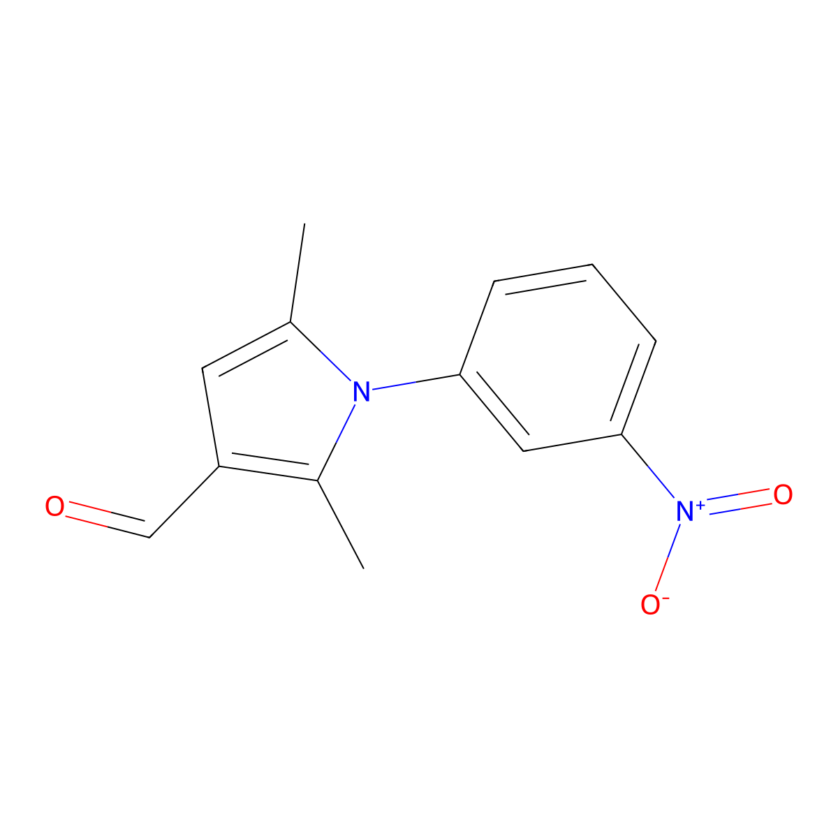 2,5-Dimethyl-1-(3-nitrophenyl)-1H-pyrrole-3-carbaldehyde molecular structure, CAS 423753-42-8