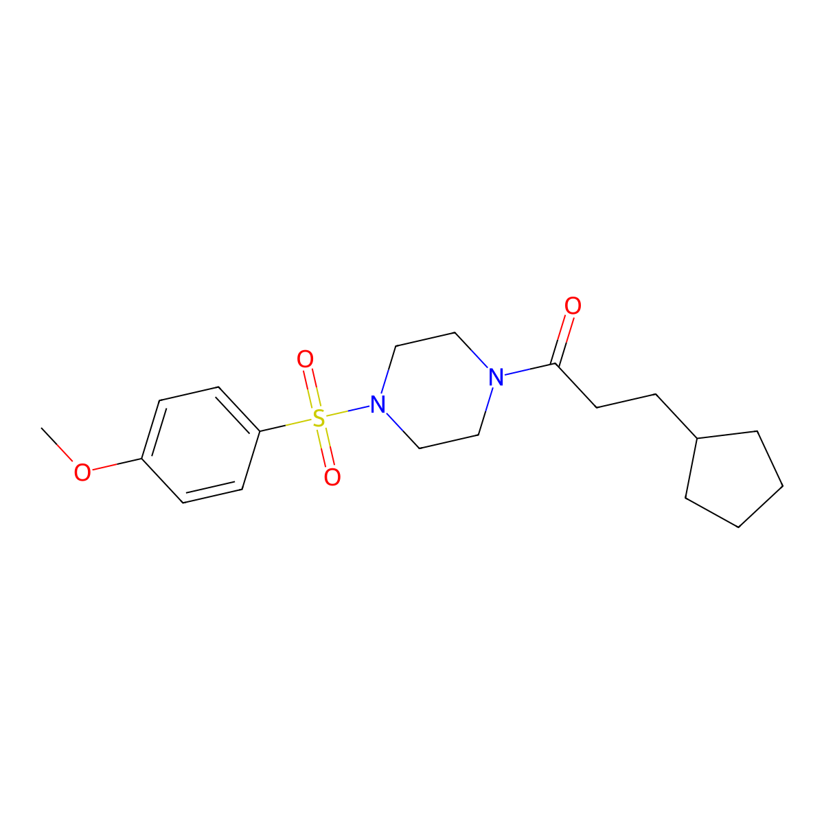 1-(3-Cyclopentylpropanoyl)-4-[(4-methoxyphenyl)sulfonyl]piperazine molecular structure, CAS 423753-46-2
