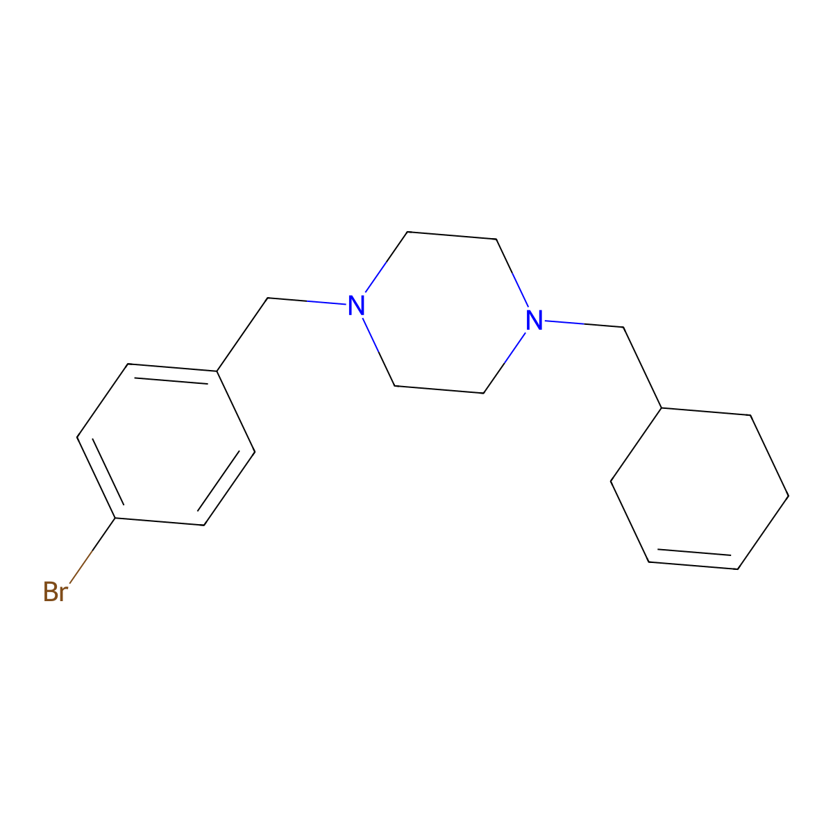 1-(4-Bromobenzyl)-4-(cyclohex-3-en-1-ylmethyl)piperazine molecular structure, CAS 423753-55-3