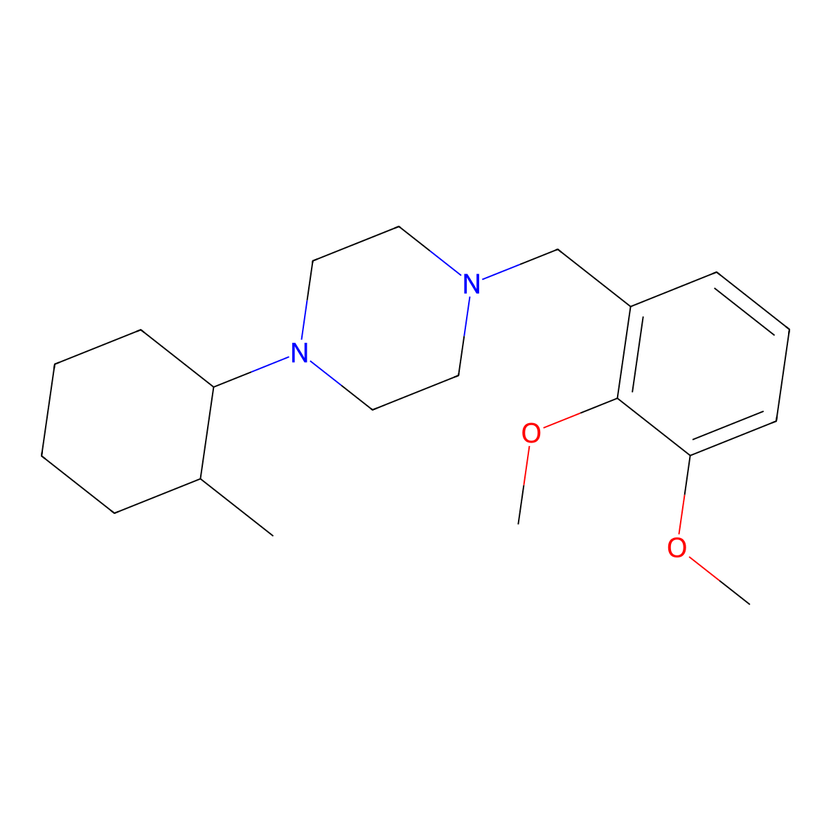 1-[(2,3-Dimethoxyphenyl)methyl]-4-(2-methylcyclohexyl)piperazine molecular structure, CAS 423753-57-5