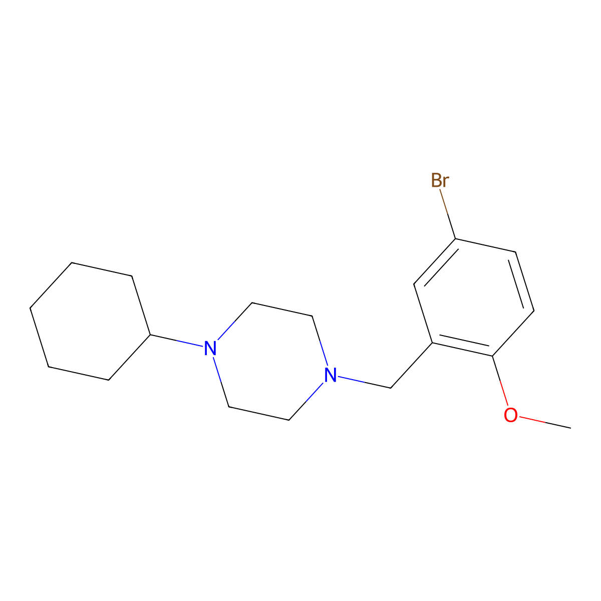 1-[(5-Bromo-2-methoxyphenyl)methyl]-4-cyclohexylpiperazine molecular structure, CAS 423753-58-6
