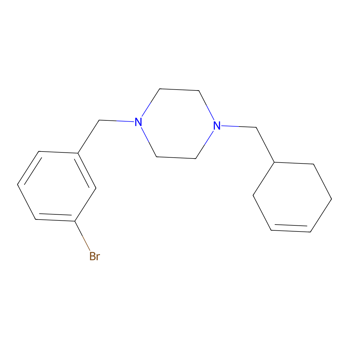 1-(3-Bromobenzyl)-4-(cyclohex-3-en-1-ylmethyl)piperazine molecular structure, CAS 423753-61-1