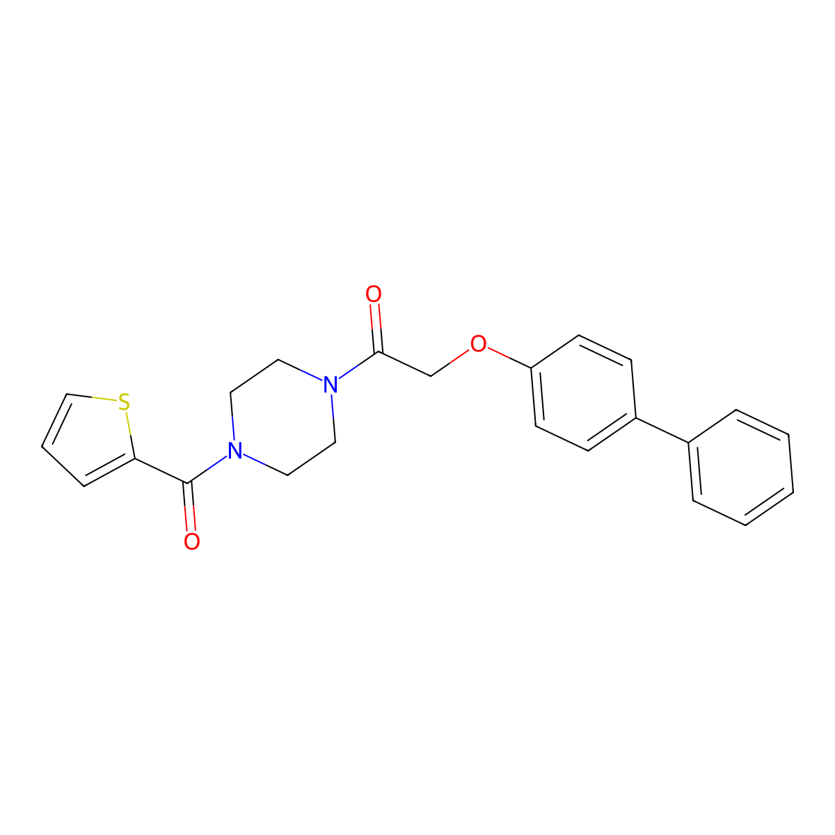 1-[([1,1'-Biphenyl]-4-yloxy)acetyl]-4-(2-thienylcarbonyl)piperazine molecular structure, CAS 423753-64-4