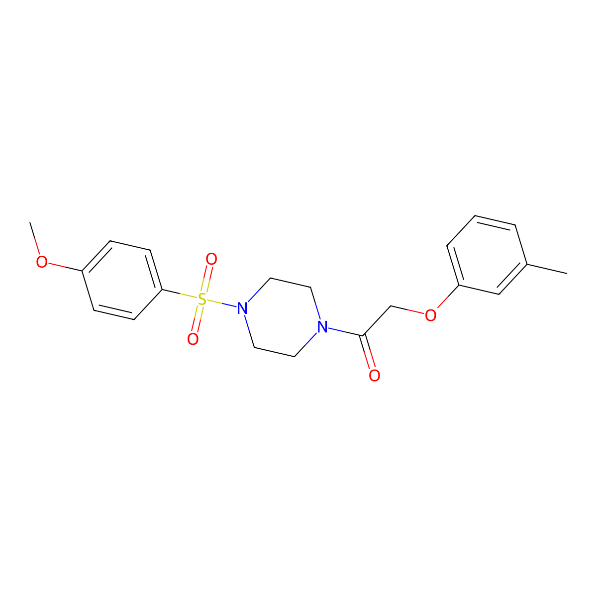 1-[4-(4-Methoxyphenyl)sulfonylpiperazin-1-yl]-2-(3-methylphenoxy)ethanone molecular structure, CAS 423753-88-2