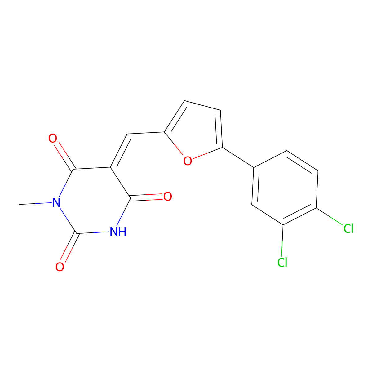 5-{[5-(3,4-Dichlorophenyl)furan-2-YL]methylidene}-1-methyl-1,3-diazinane-2,4,6-trione molecular structure, CAS 423753-92-8