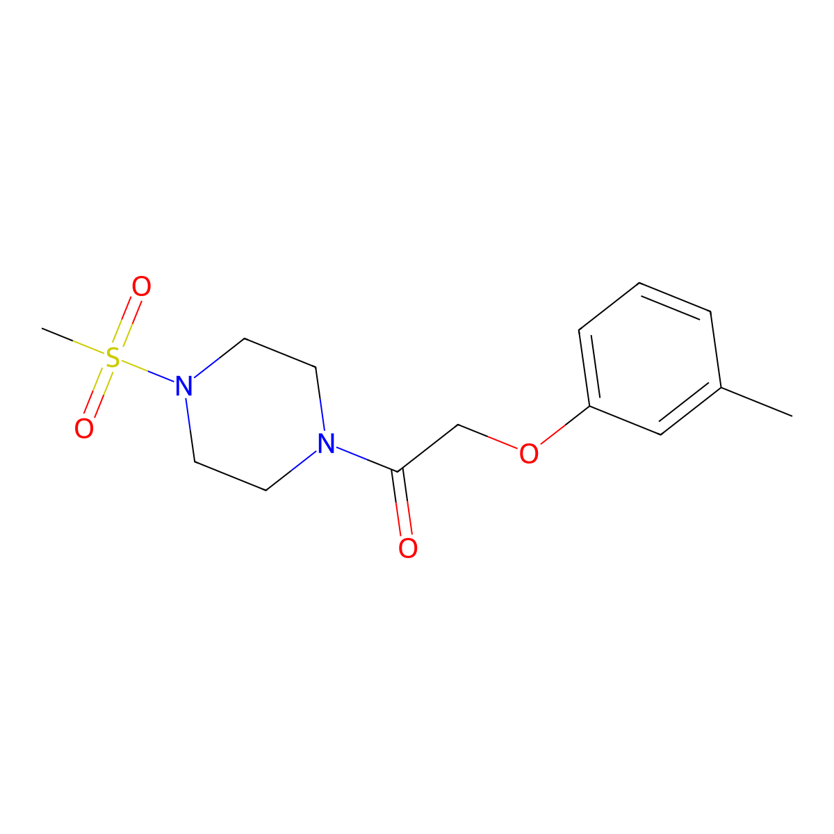 1-[(3-Methylphenoxy)acetyl]-4-(methylsulfonyl)piperazine molecular structure, CAS 423753-95-1