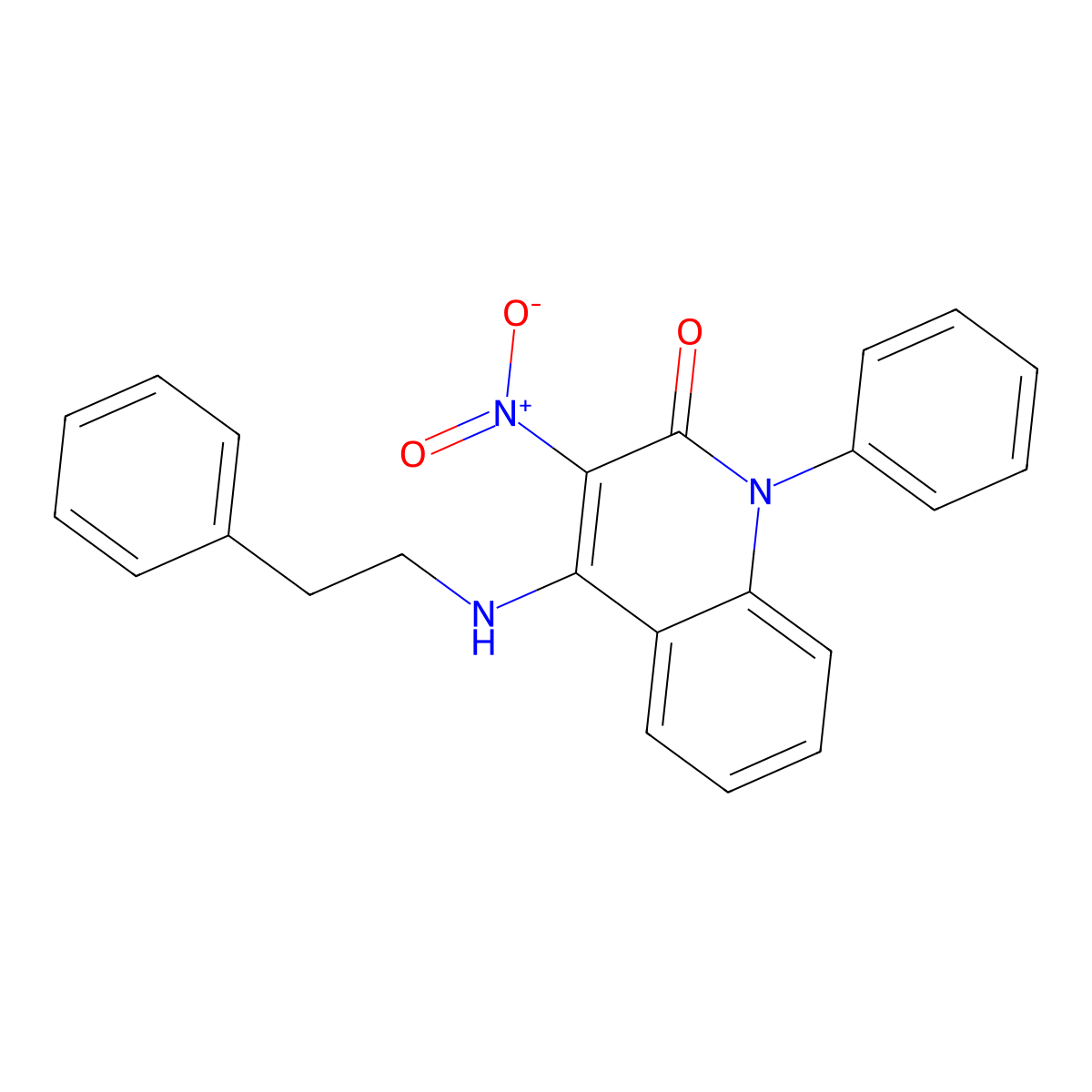 3-nitro-4-(phenethylamino)-1-phenylquinolin-2(1H)-one molecular structure, CAS 423754-09-0