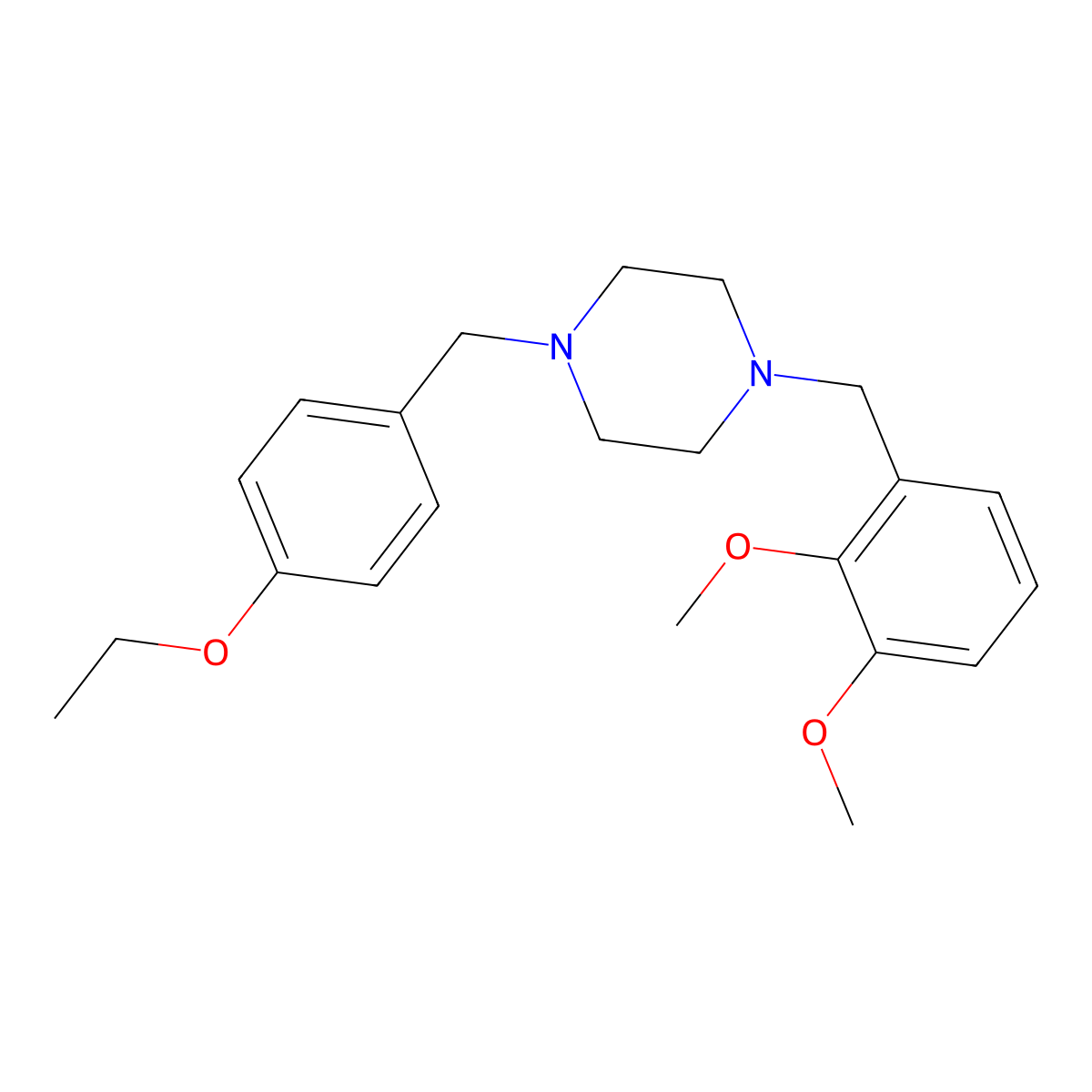 1-(2,3-Dimethoxybenzyl)-4-(4-ethoxybenzyl)piperazine molecular structure, CAS 423754-12-5