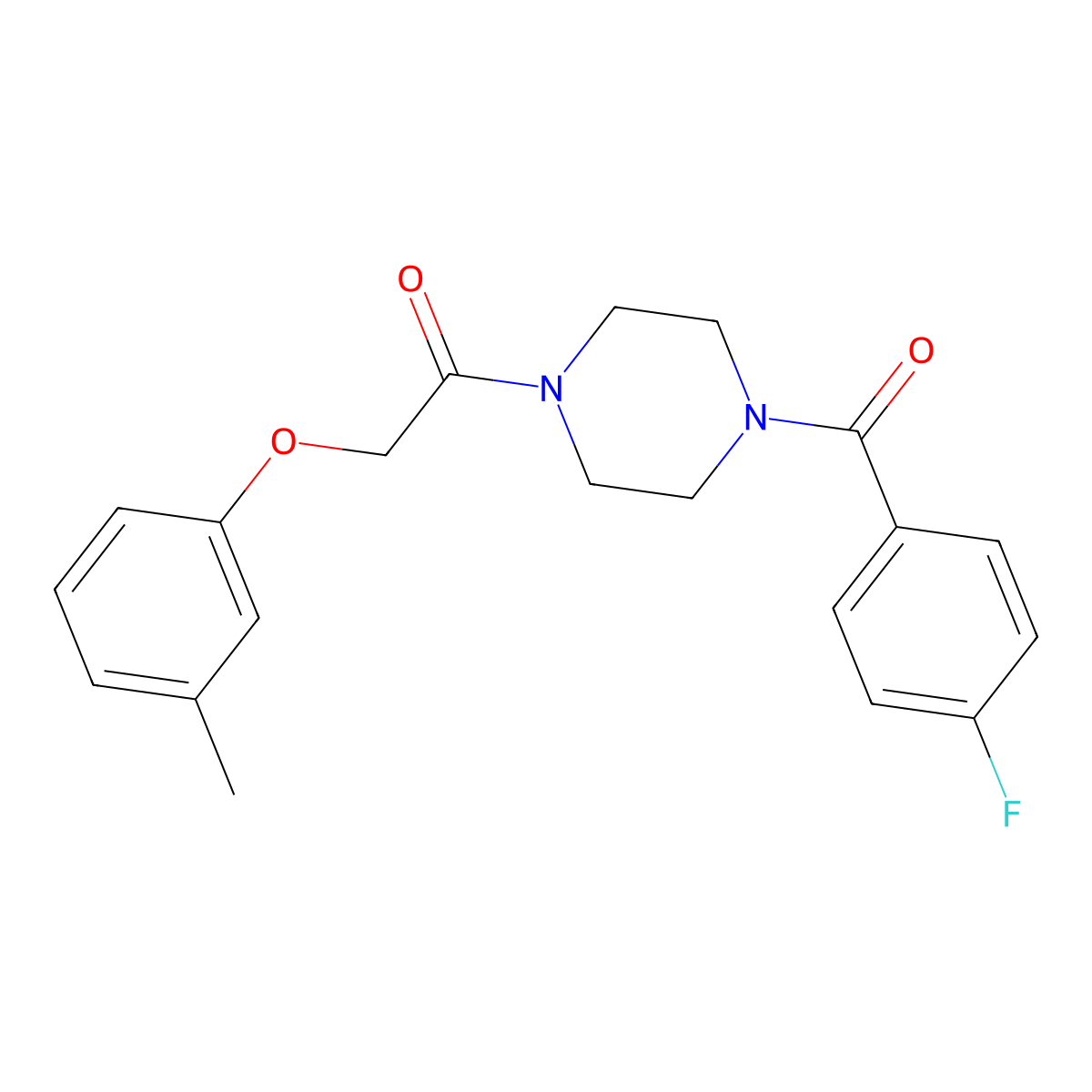 1-[4-(4-Fluorobenzoyl)piperazin-1-yl]-2-(3-methylphenoxy)ethanone molecular structure, CAS 423754-17-0