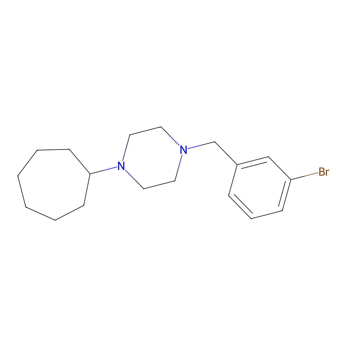 1-[(3-Bromophenyl)methyl]-4-cycloheptylpiperazine molecular structure, CAS 423754-29-4