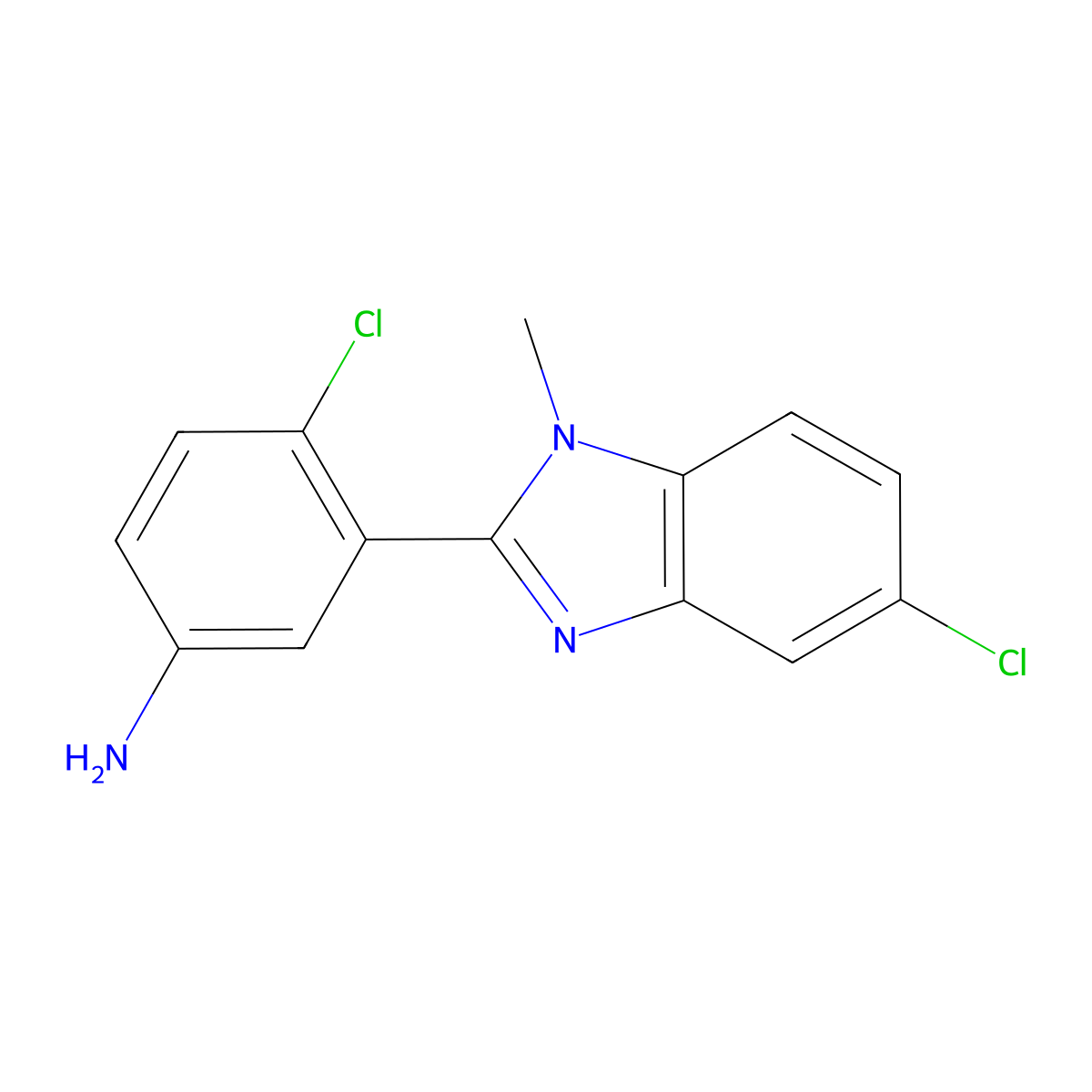 4-Chloro-3-(5-chloro-1-methyl-1H-benzo[d]imidazol-2-yl)aniline molecular structure, CAS 423755-06-0