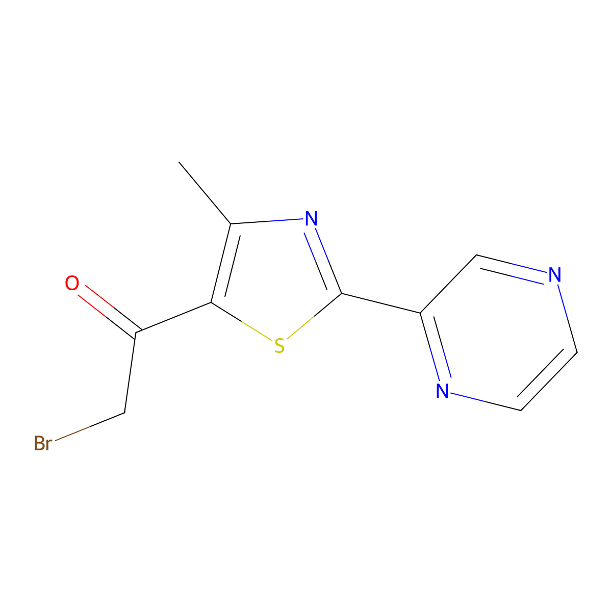 2-Bromo-1-(4-methyl-2-(2-pyrazinyl)-5-thiazolyl)ethanone molecular structure, CAS 423768-43-8