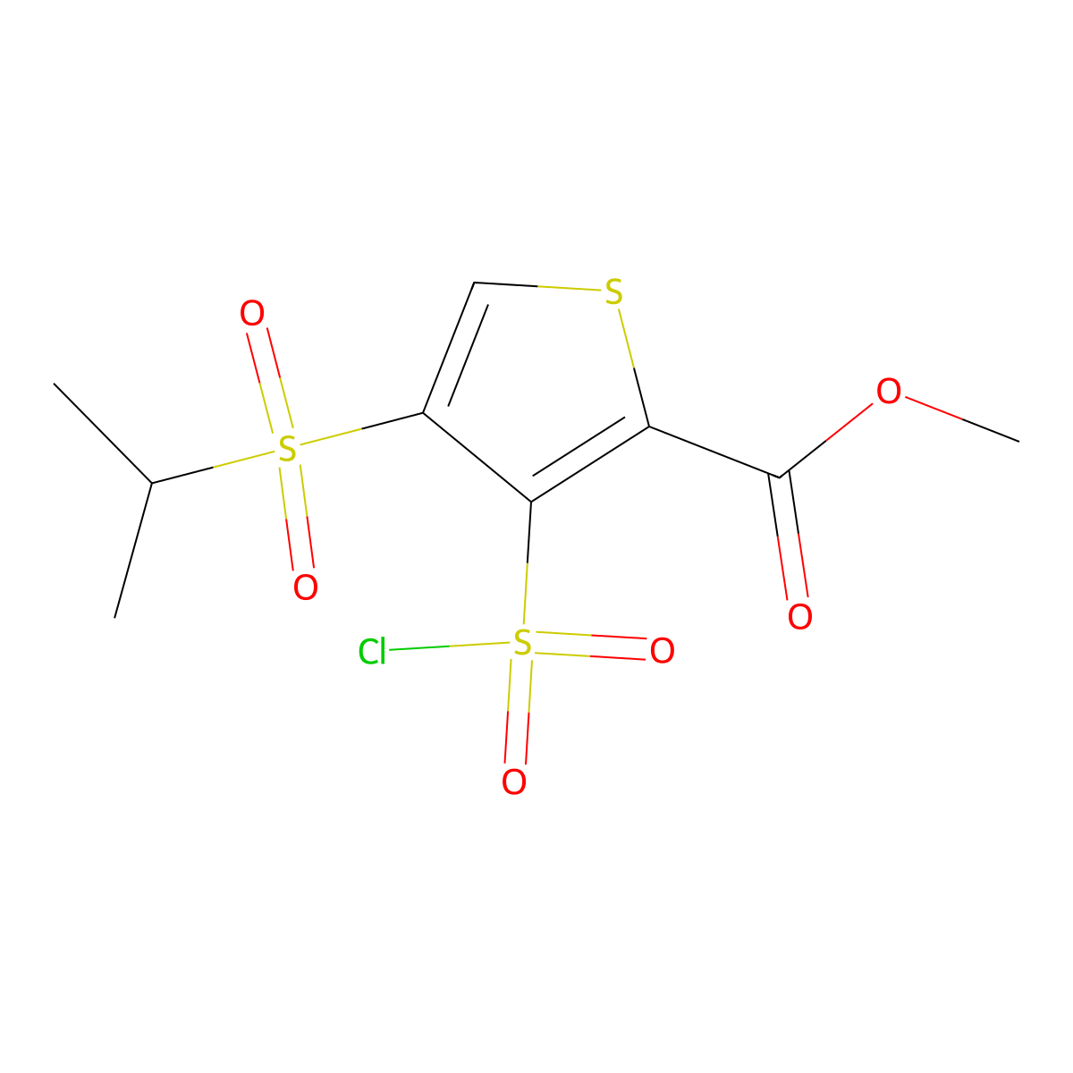 Methyl 3-(Chlorosulfonyl)-4-(isopropylsulfonyl)-2-thiophenecarboxylate molecular structure, CAS 423768-47-2