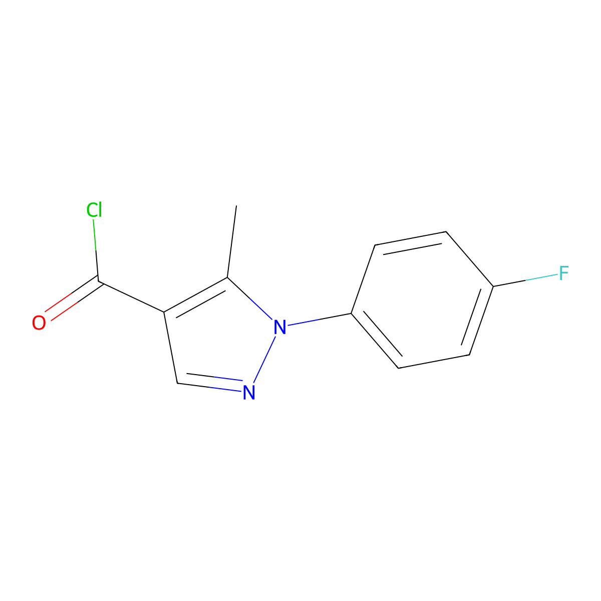 1-(4-Fluorophenyl)-5-methyl-1H-pyrazole-4-carbonyl chloride molecular structure, CAS 423768-49-4