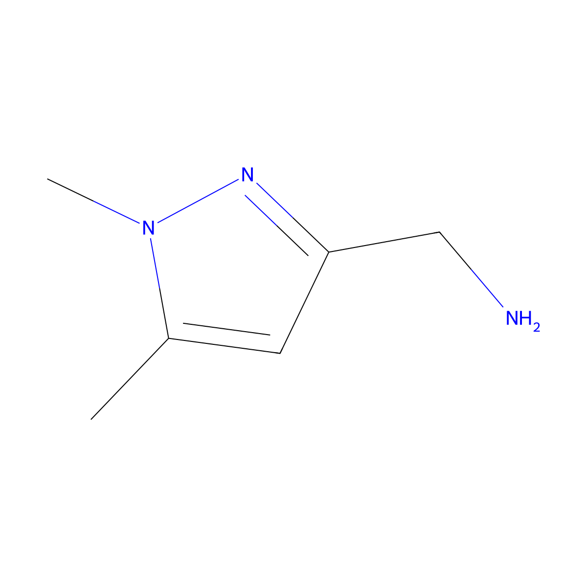 (1,5-dimethyl-1H-pyrazol-3-yl)methanamine molecular structure, CAS 423768-52-9
