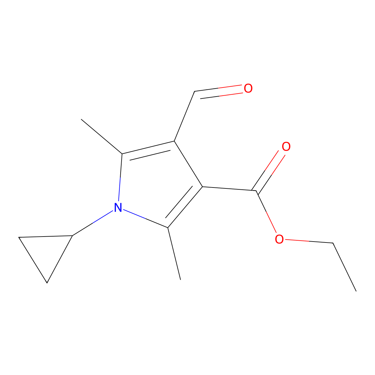 Ethyl 1-Cyclopropyl-4-formyl-2,5-dimethyl-1H-pyrrole-3-carboxylate molecular structure, CAS 423768-53-0