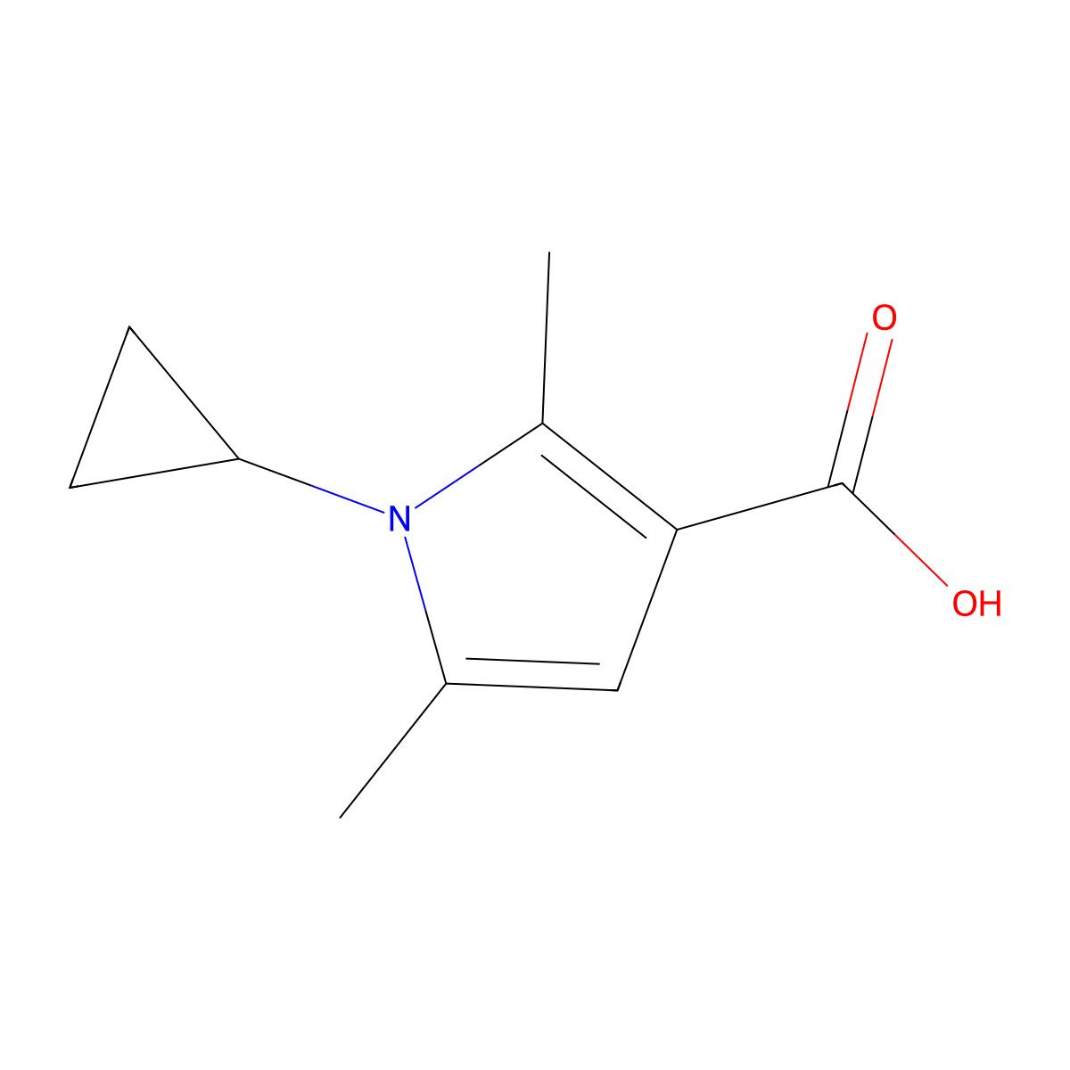 1-Cyclopropyl-2,5-dimethyl-1H-pyrrole-3-carboxylic acid molecular structure, CAS 423768-58-5