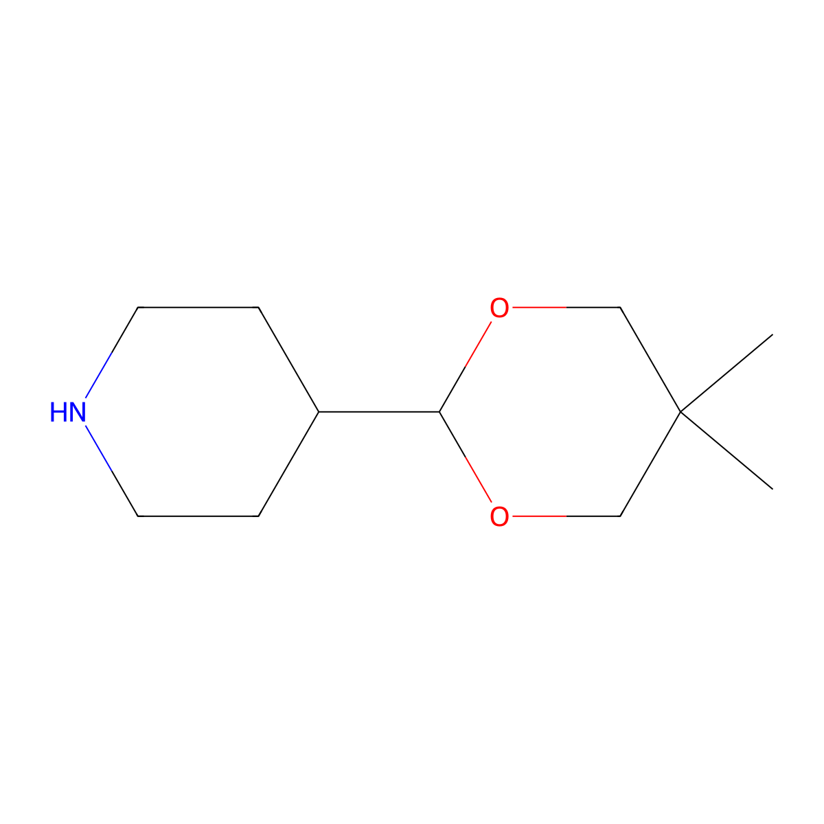 4-(5,5-Dimethyl-1,3-dioxan-2-yl)piperidine molecular structure, CAS 423768-59-6