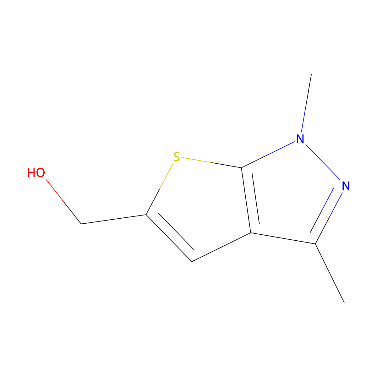 (1,3-Dimethyl-1H-thieno[2,3-c]pyrazol-5-yl)methanol molecular structure, CAS 423769-75-9