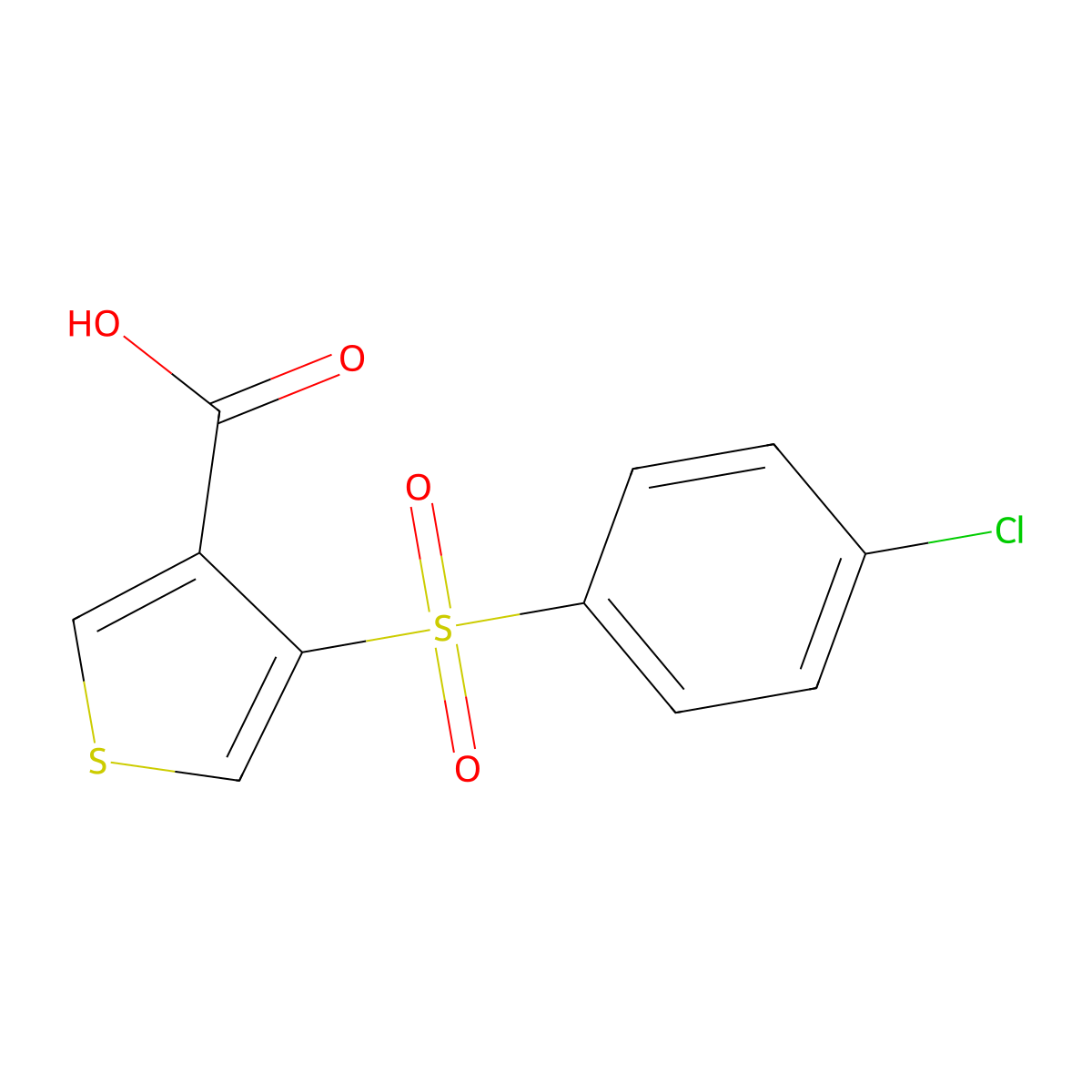 4-[(4-Chlorophenyl)sulfonyl]-3-thiophenecarboxylic acid molecular structure, CAS 423769-77-1