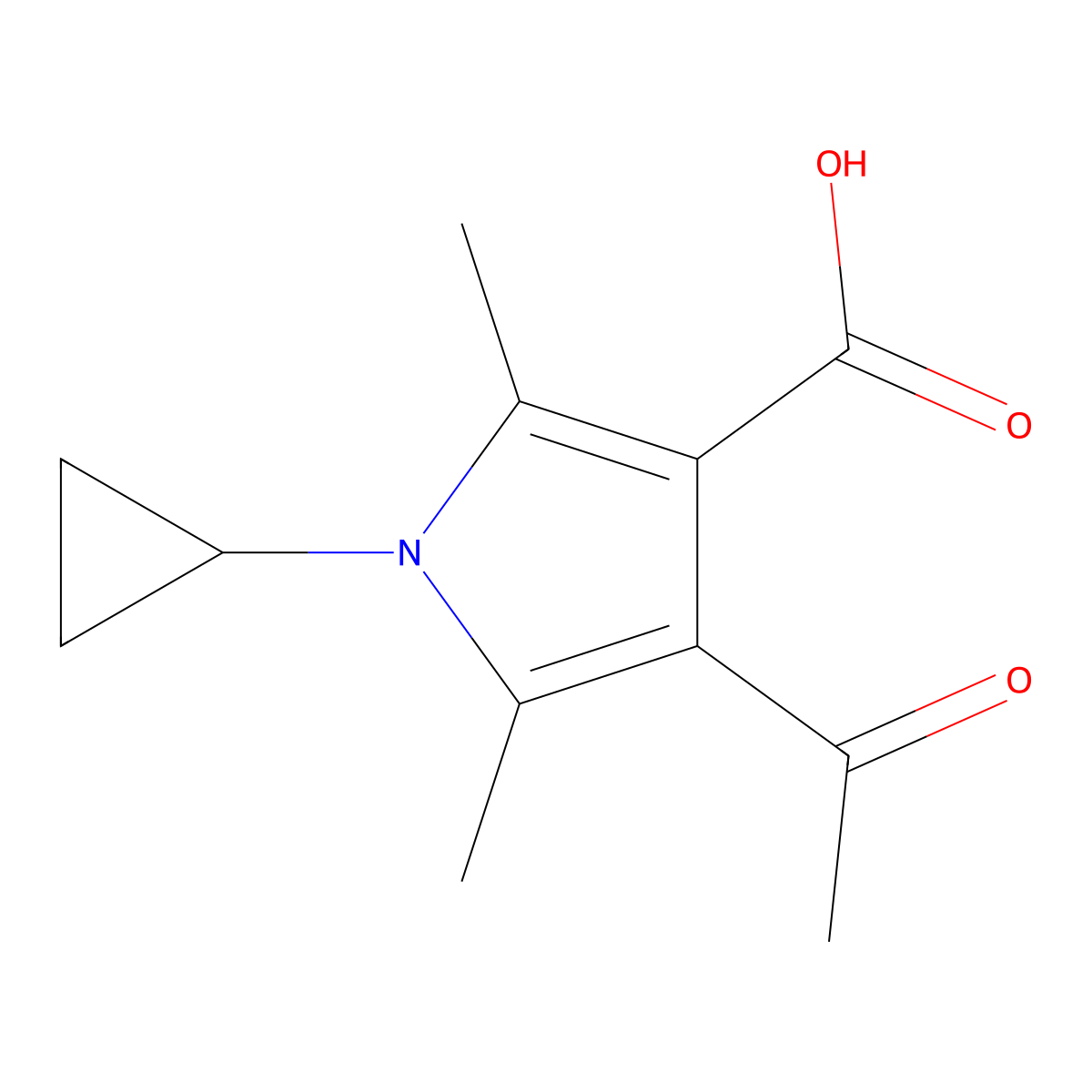 4-Acetyl-1-cyclopropyl-2,5-dimethyl-1H-pyrrole-3-carboxylic acid molecular structure, CAS 423769-78-2