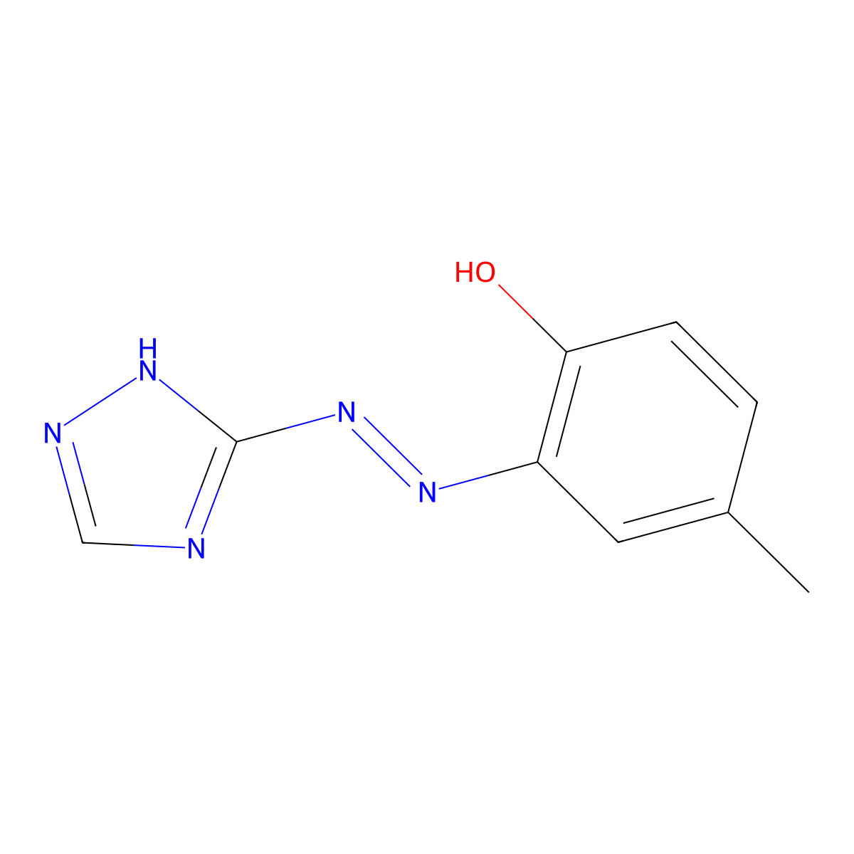 Phenol, 4-methyl-2-(1H-1,2,4-triazol-3-ylazo)- molecular structure, CAS 42379-14-6
