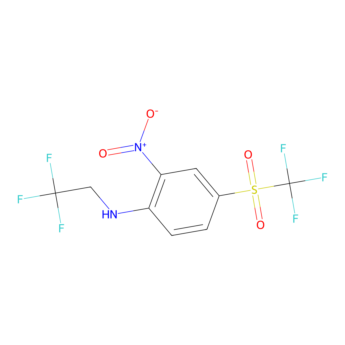 2-nitro-N-(2,2,2-trifluoroethyl)-4-((trifluoromethyl)sulfonyl)aniline molecular structure, CAS 42379-56-6