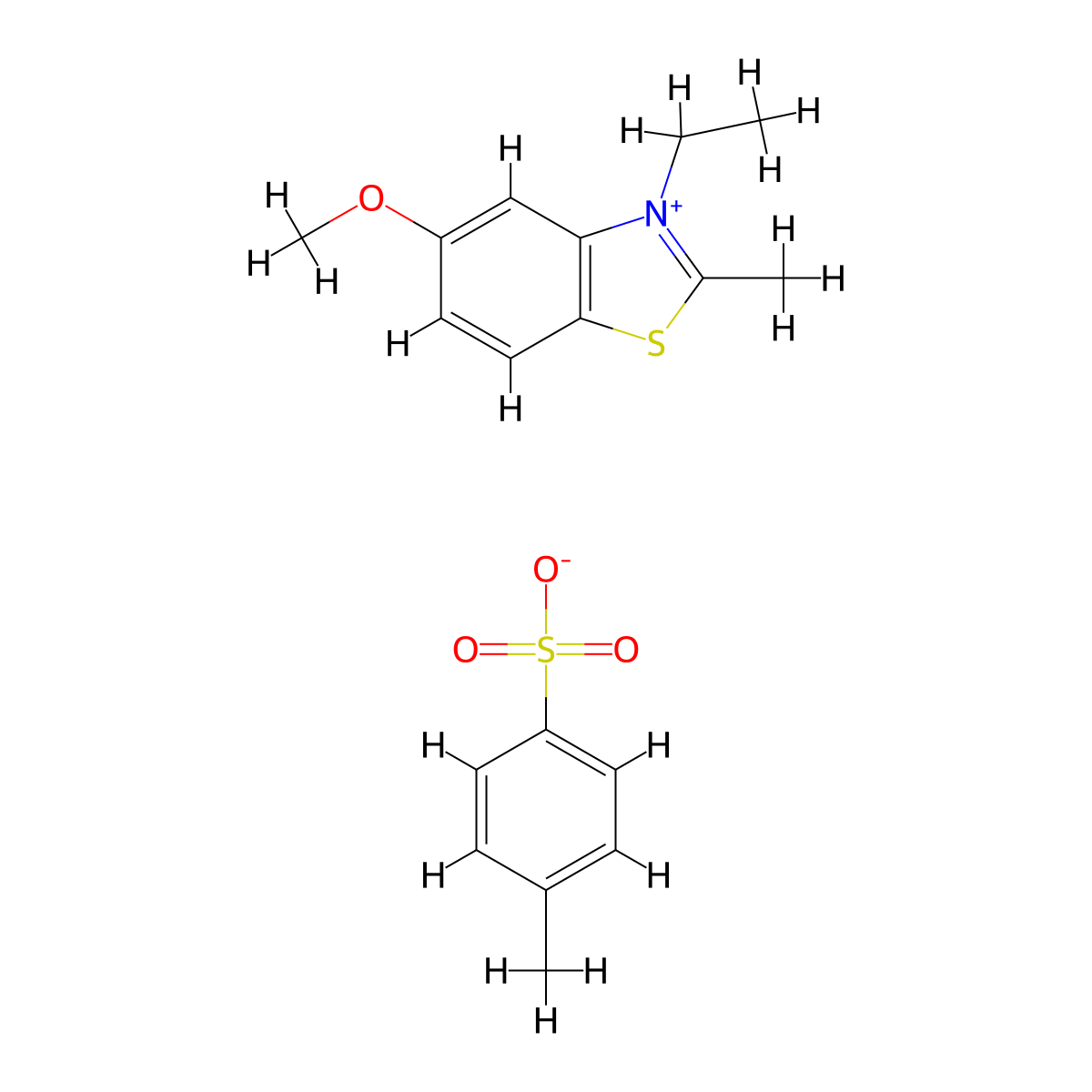 Benzothiazolium, 3-ethyl-5-methoxy-2-methyl-, 4-methylbenzenesulfonate (1:1) molecular structure, CAS 42379-68-0