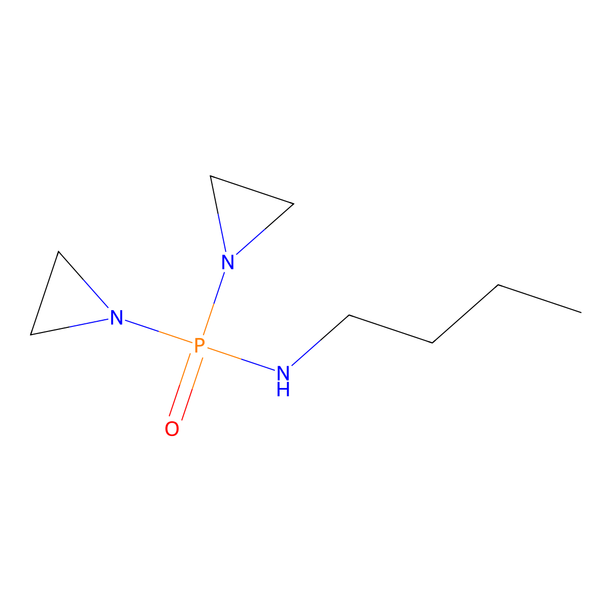P,P-Bis(1-aziridinyl)-N-butylphosphinic amide molecular structure, CAS 4238-92-0